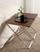 Side Table Walnut Brown Silver 20x14x20 8