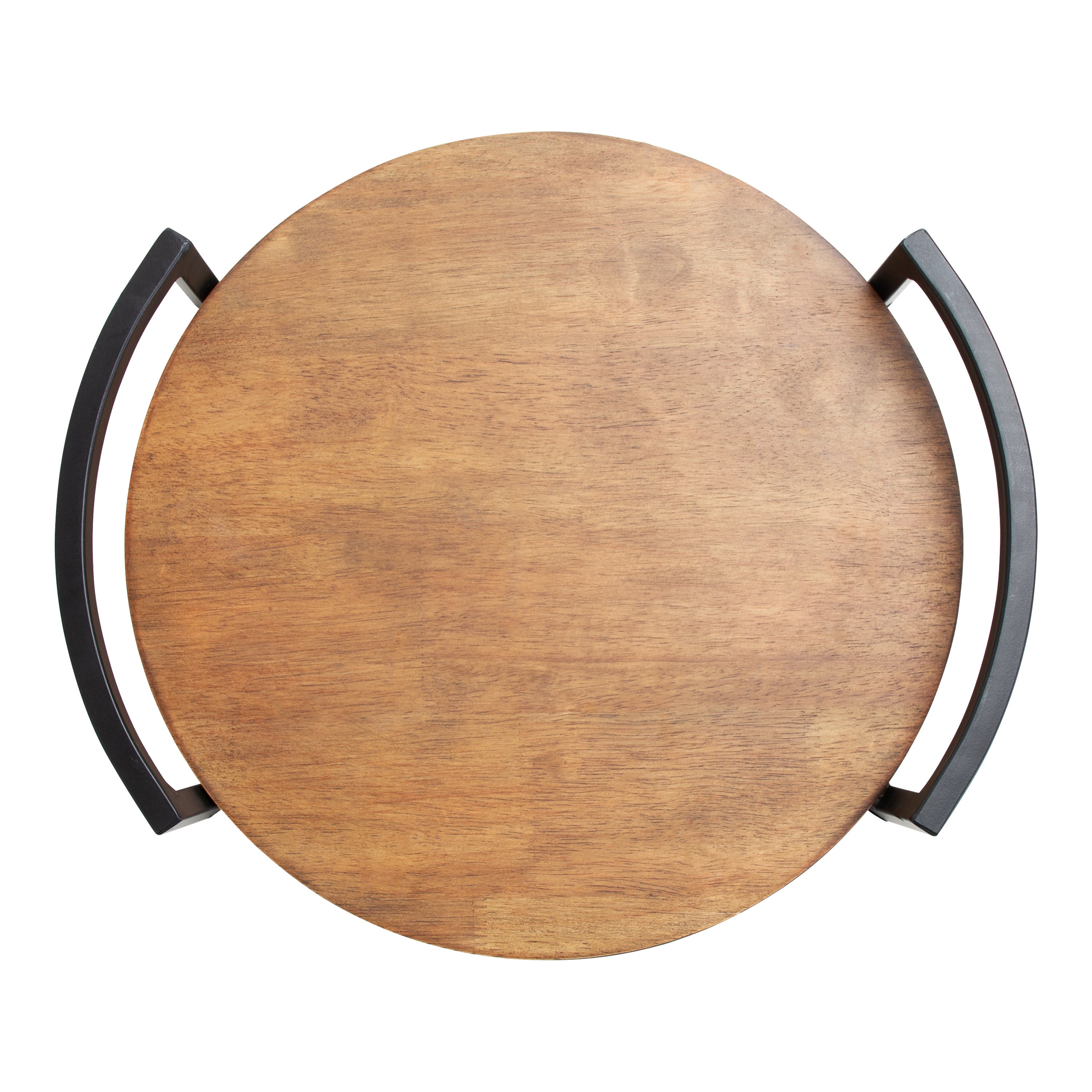 Ficher Wood and Metal Round Decorative Tray