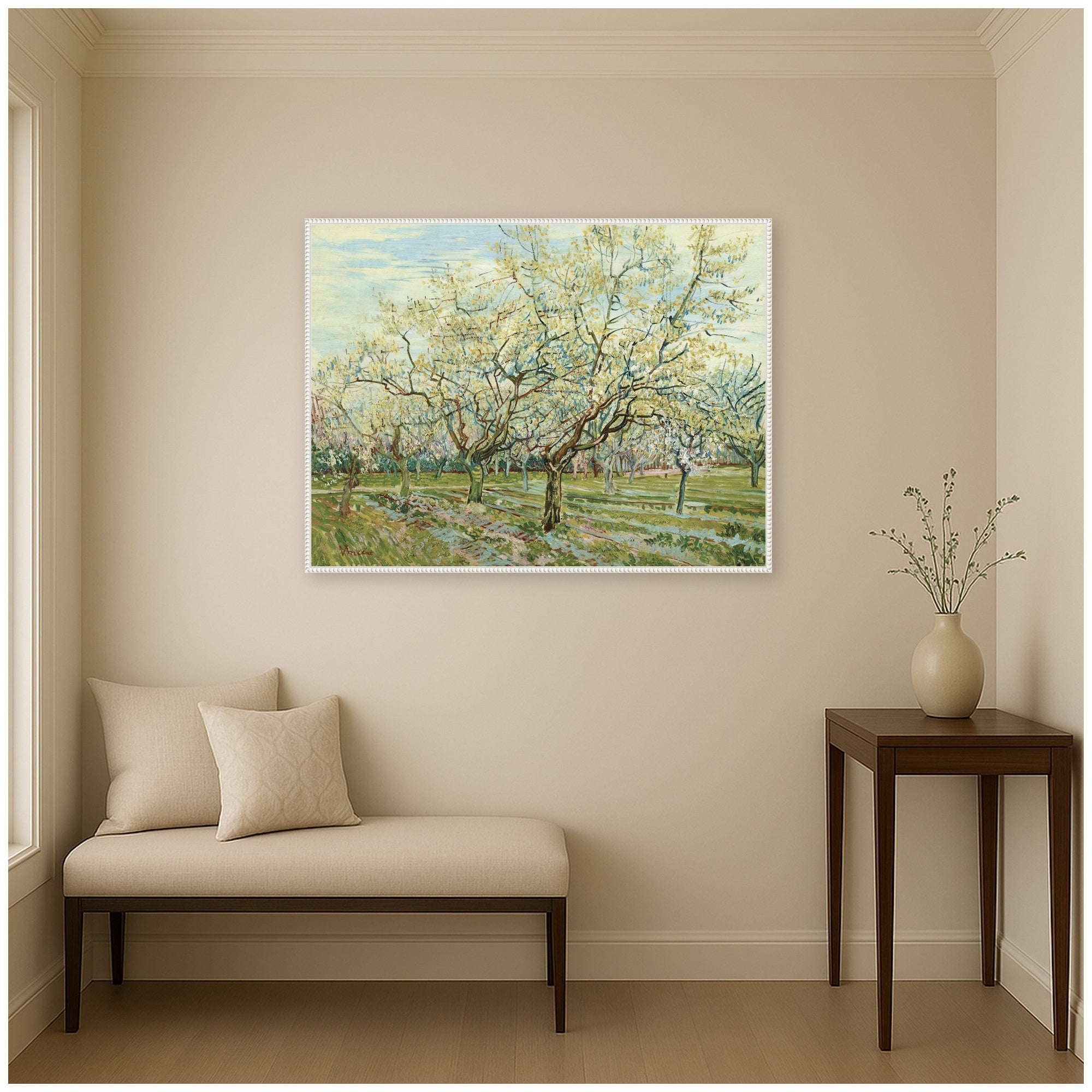Framed Canvas 42x32 Sylvie Beaded White 5
