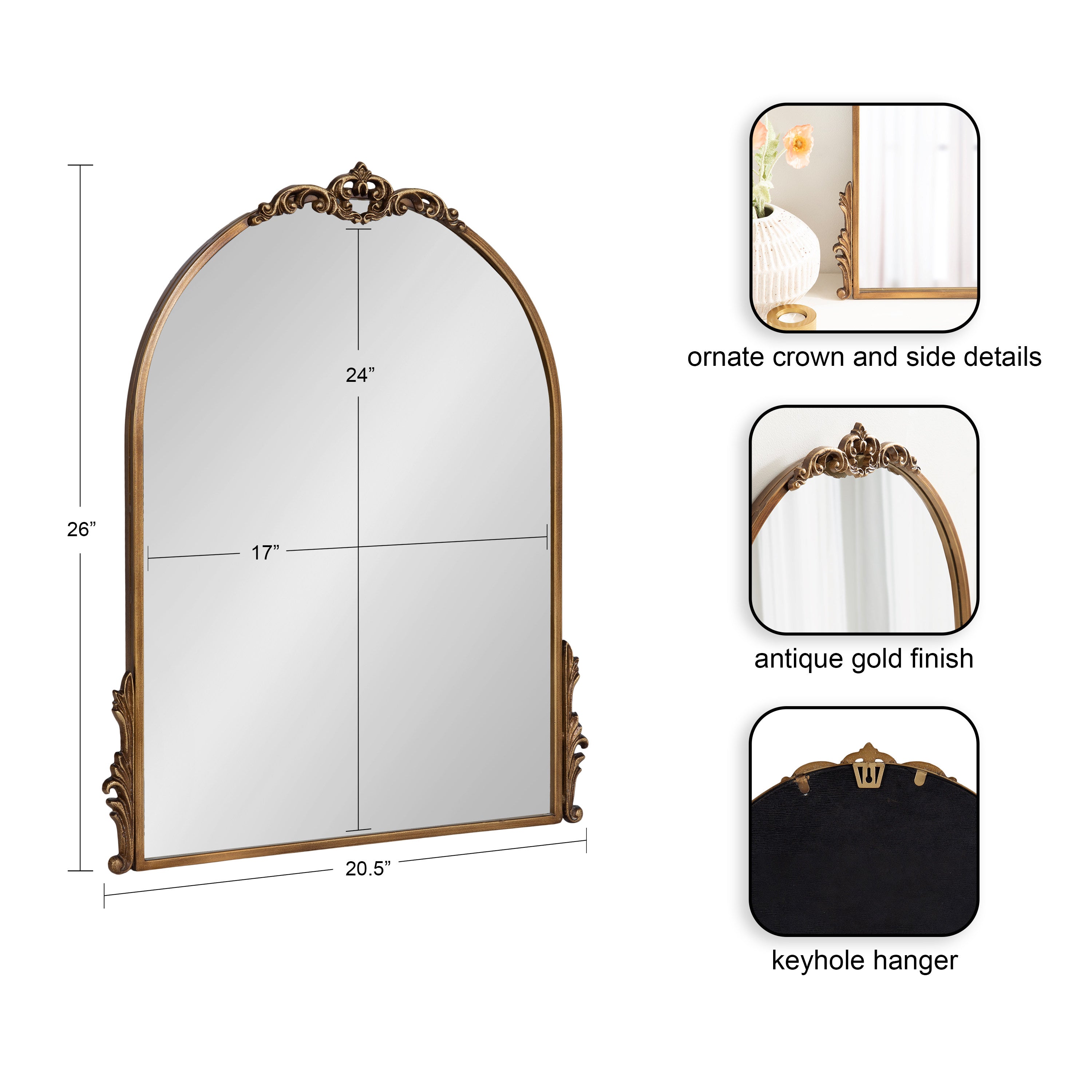 Arch Mirror Gold 21x26 2
