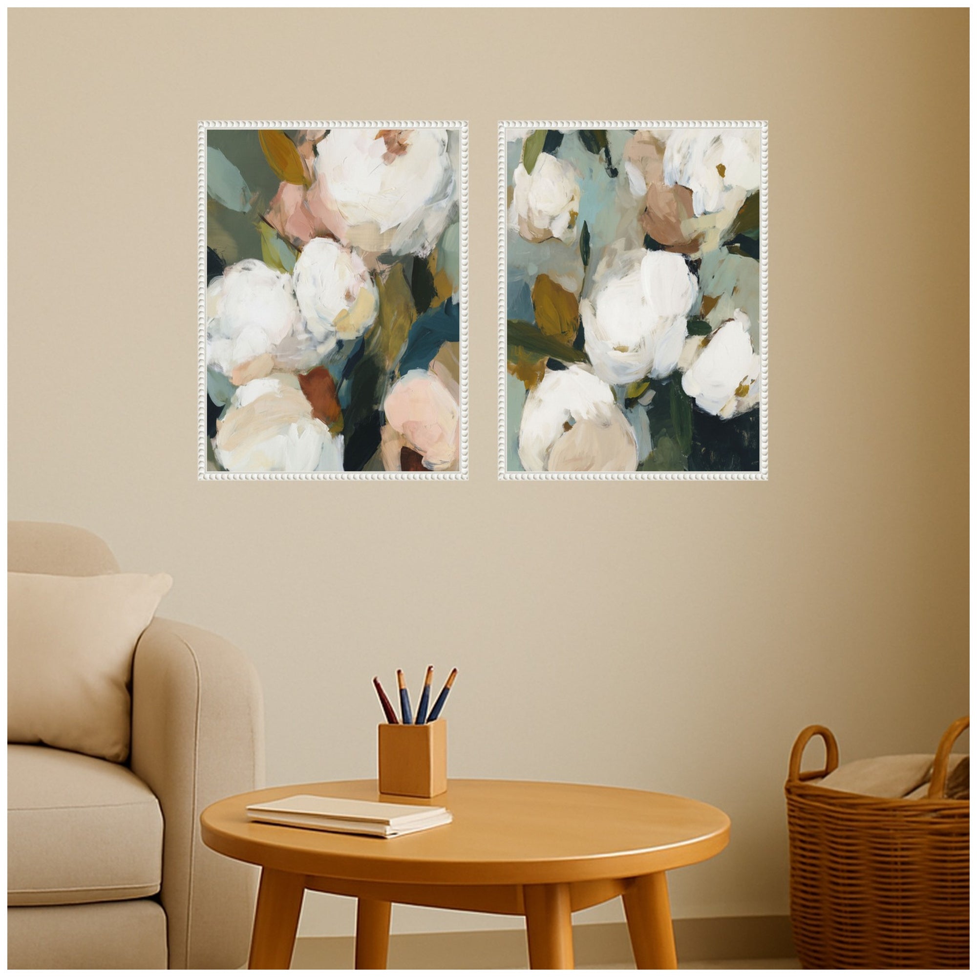Art Set 2 Piece Set 18x24 Sylvie Beaded White 7