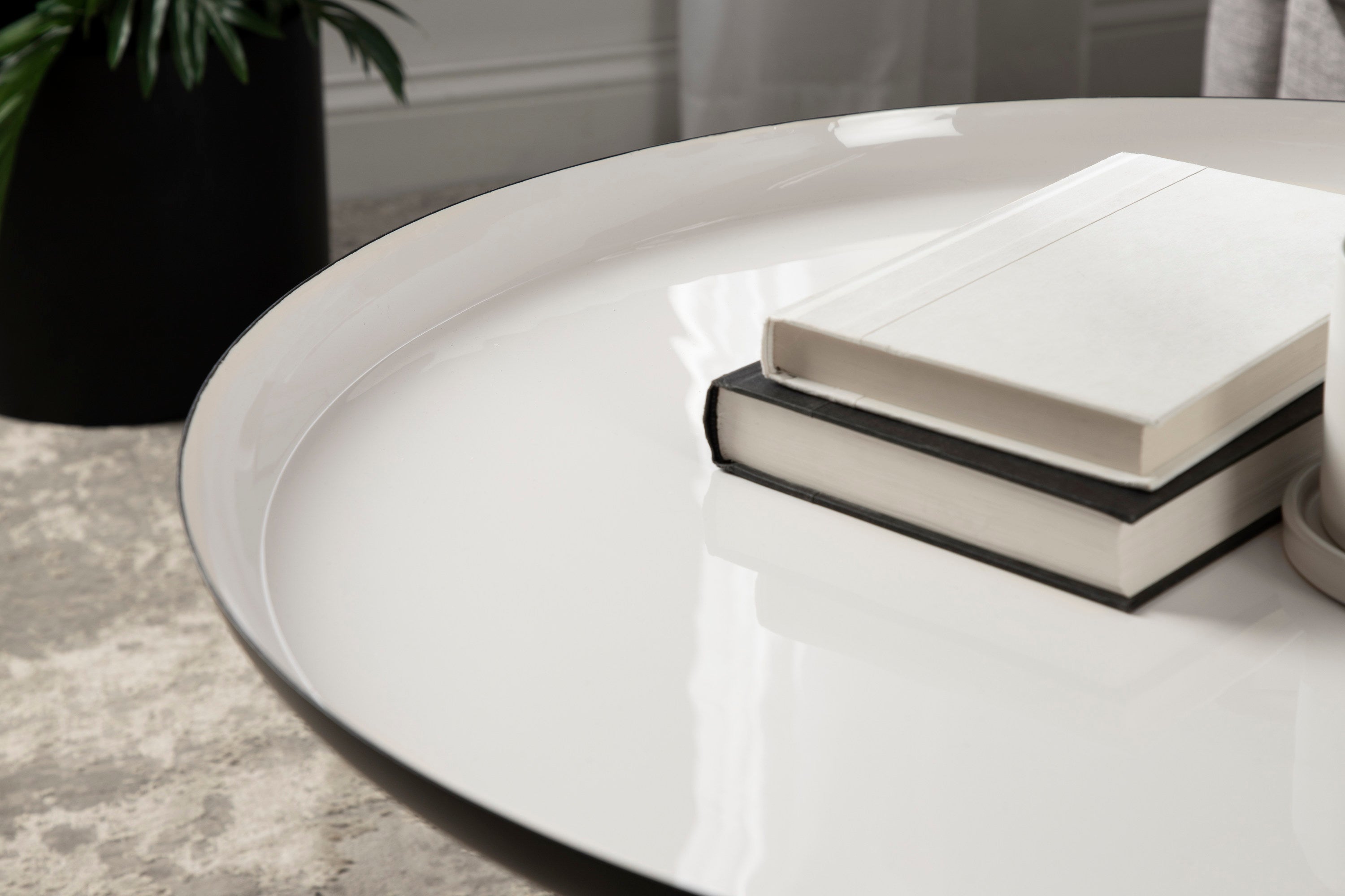 Coffee Table White Black 25" Diameter 6