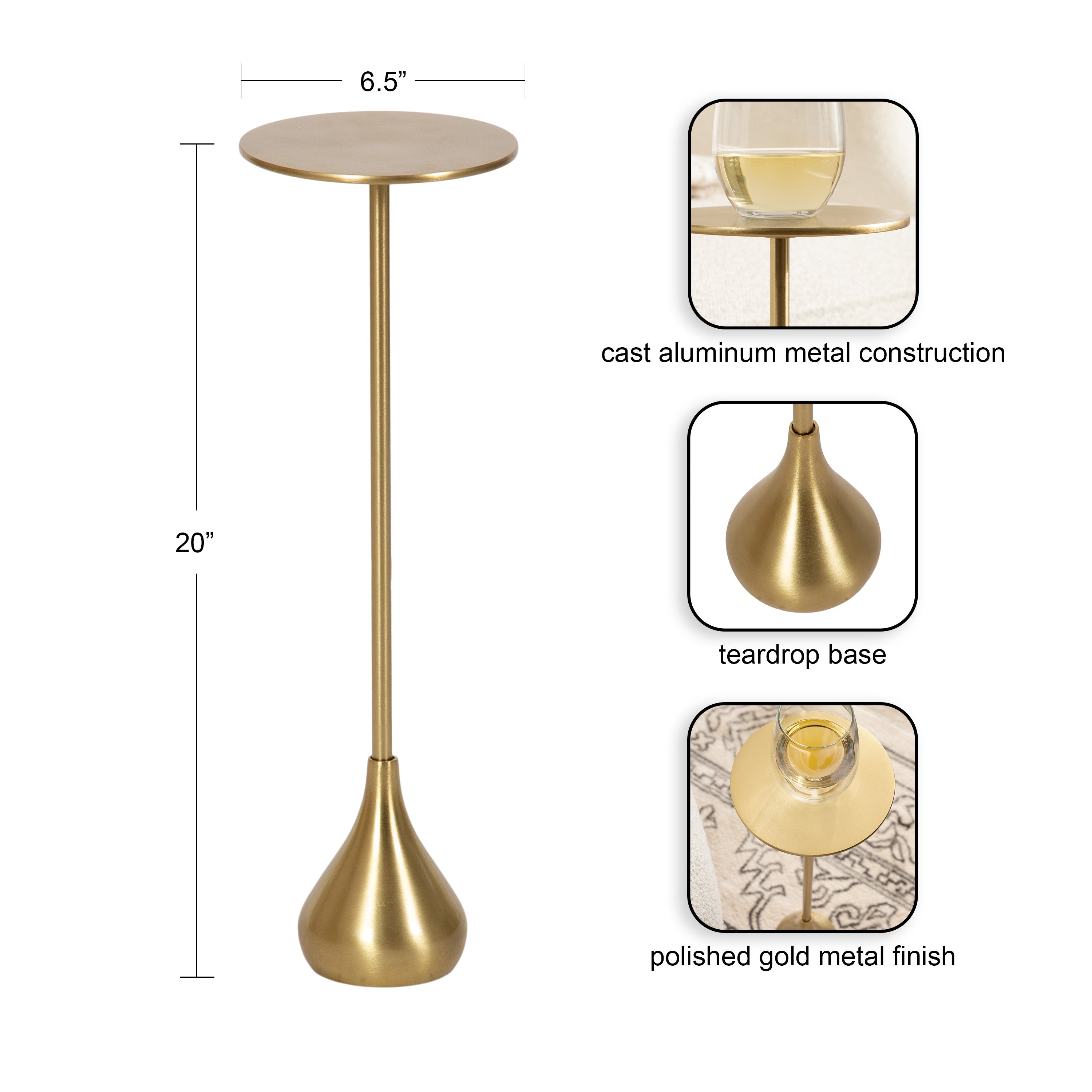 Drink Table Gold 7x7x20 2