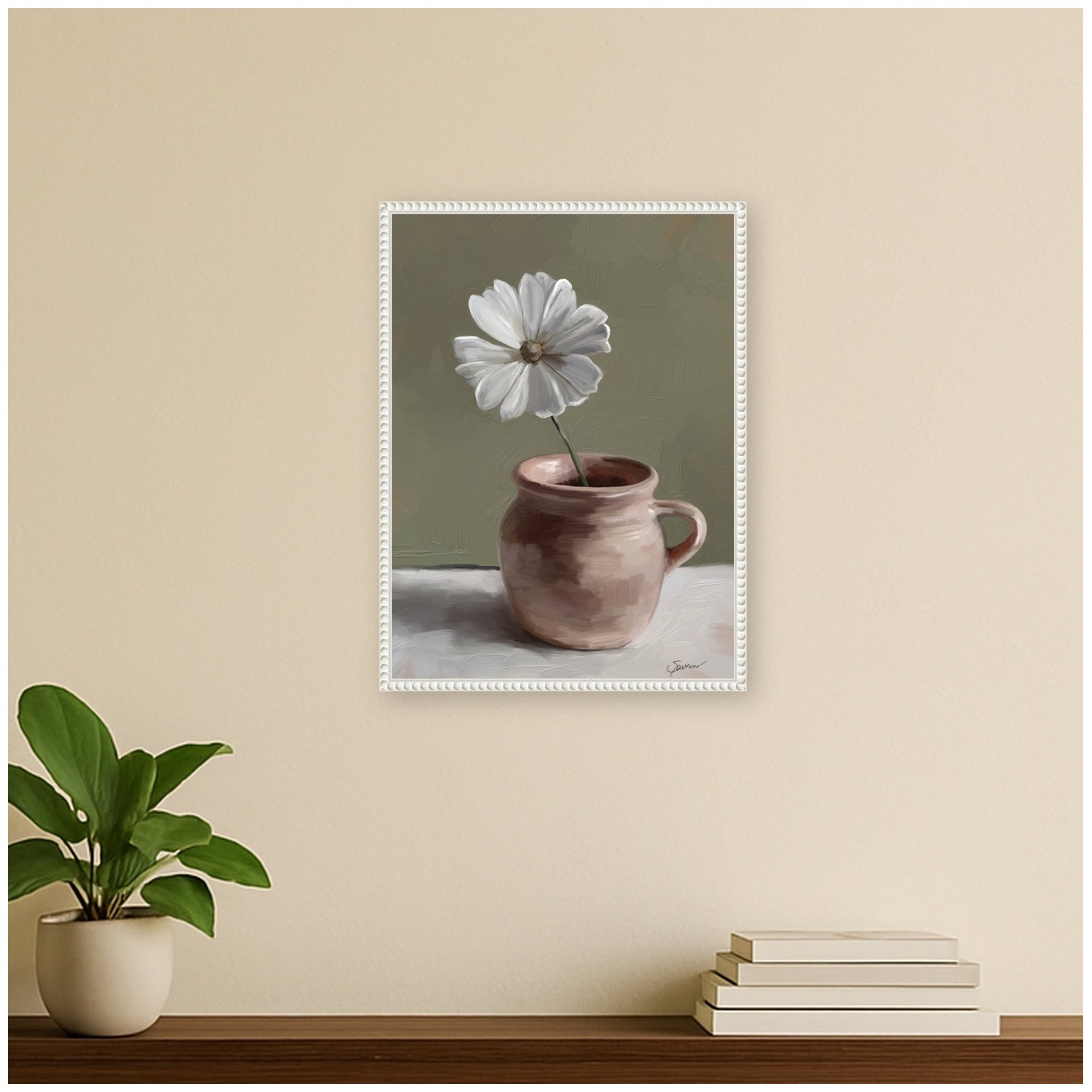 Framed Canvas 18x24 Sylvie Beaded White 6
