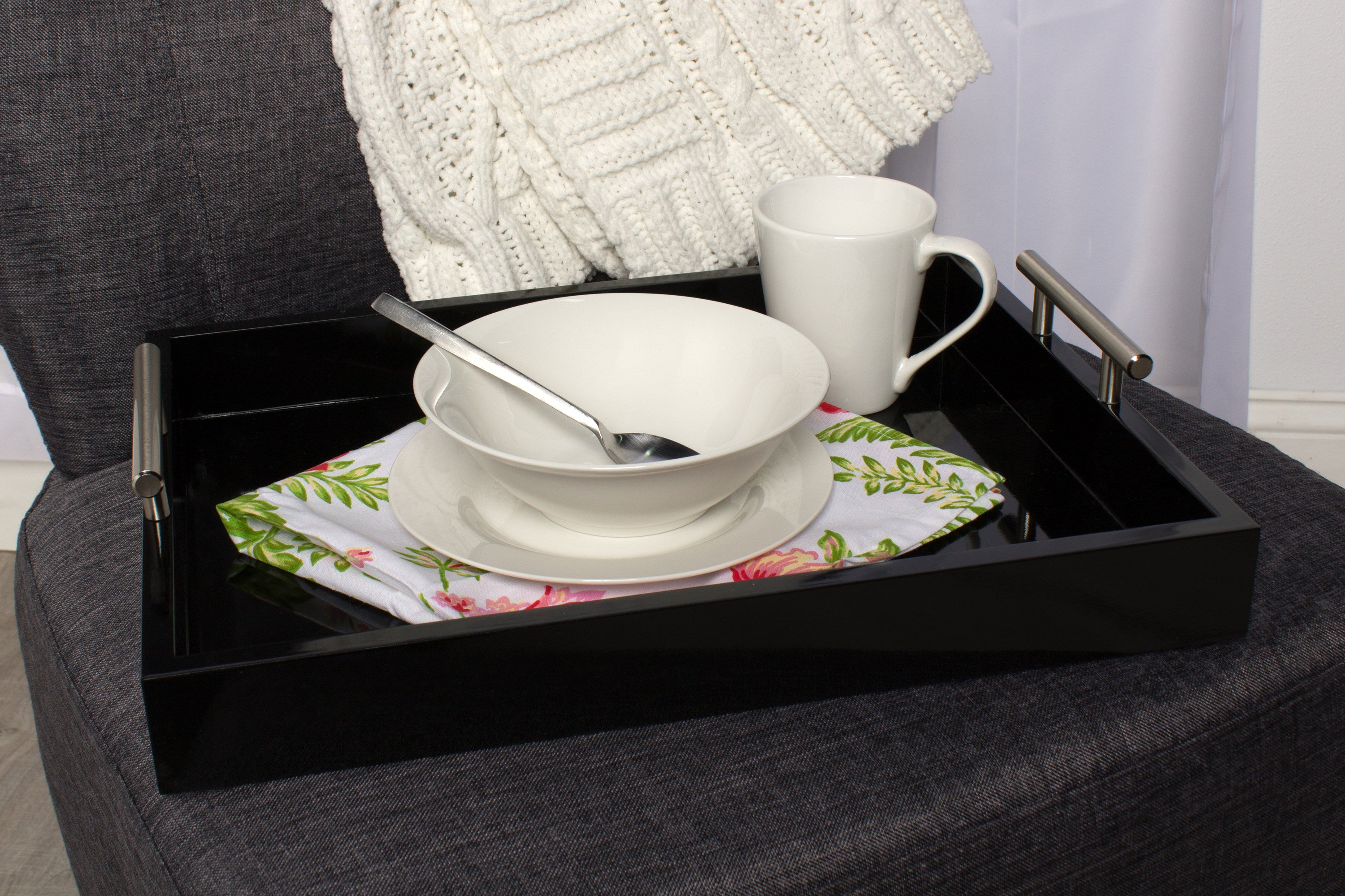 Single Tray Black Silver 17x13 4