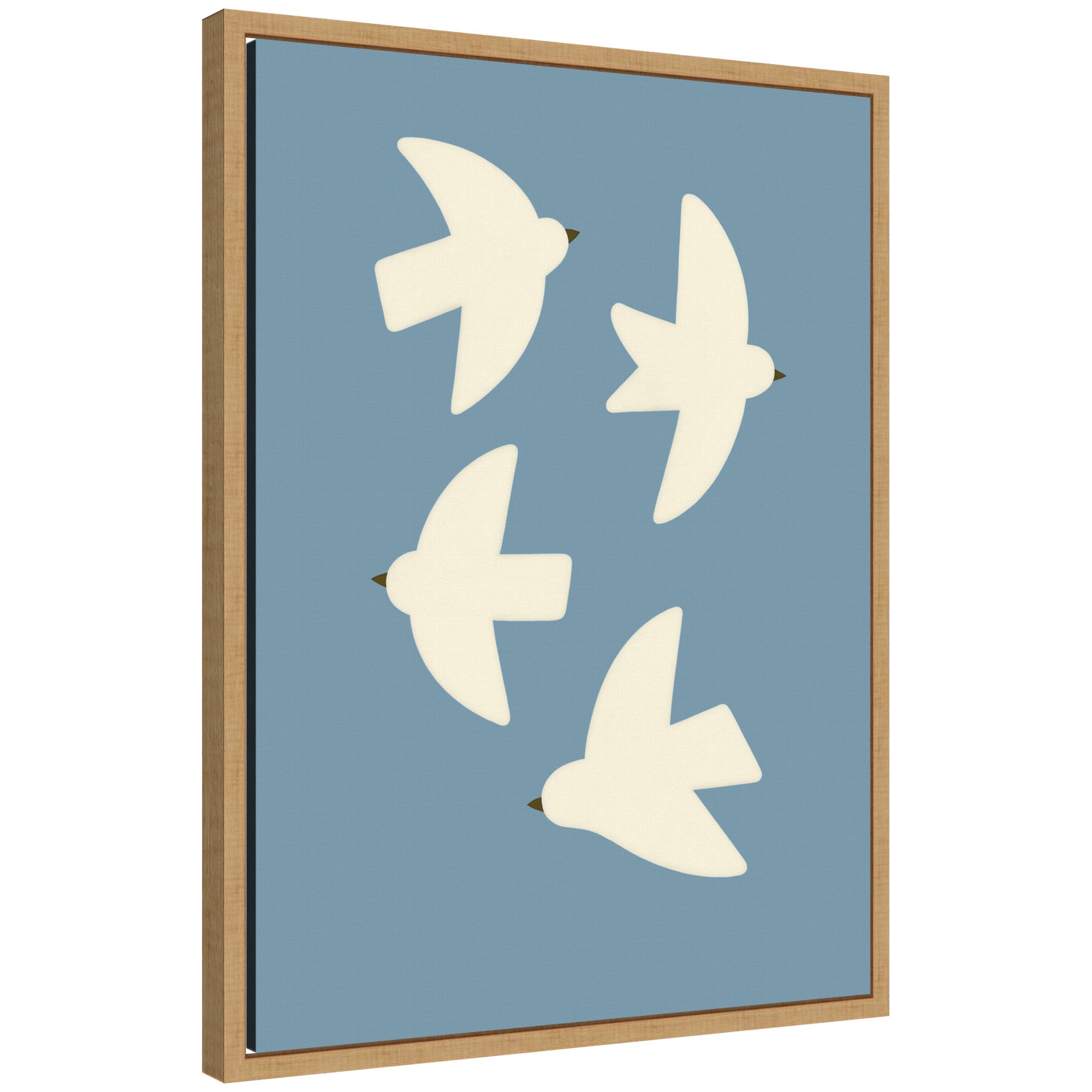 Minimalist Birds Poster Blue by Laura Moss Framed Canvas Wall Art Print