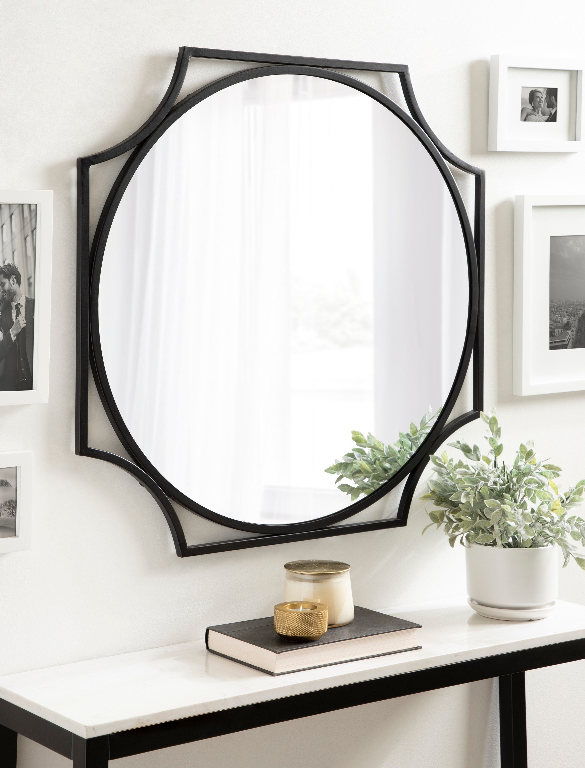 Scallop Mirror Black 28x28 6
