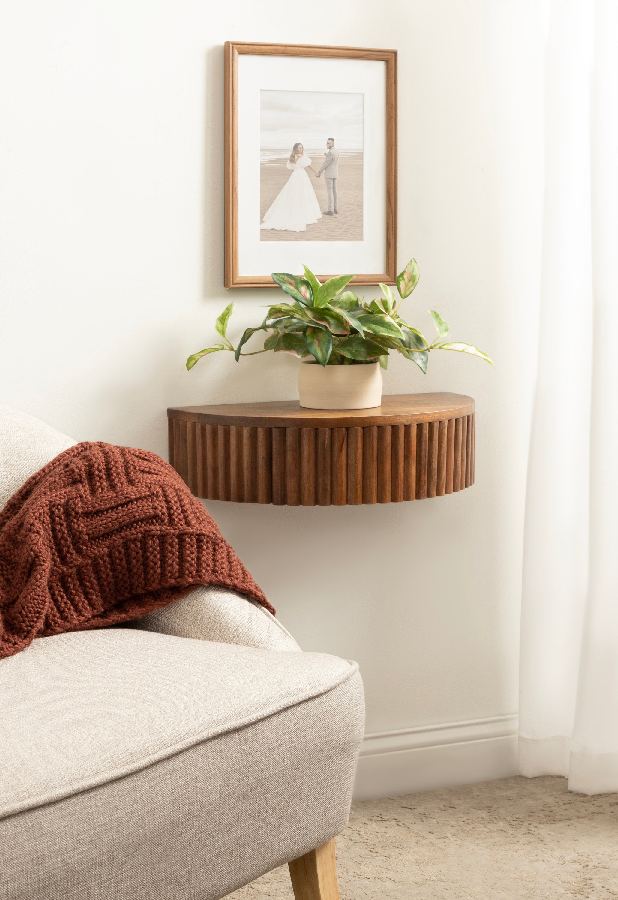 Floating Side Table Walnut Brown 20x11x6 8