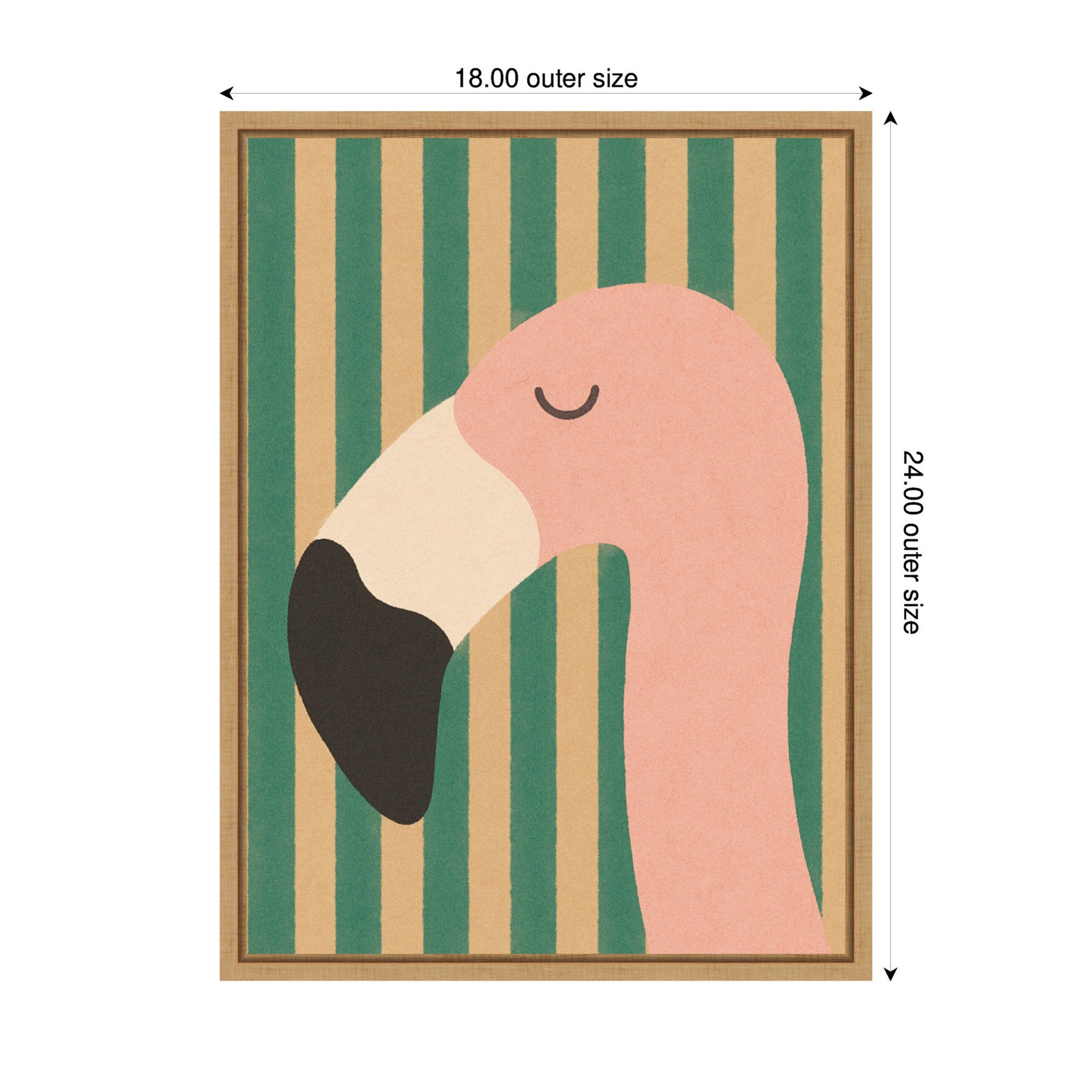 Flamingo Minimalist Pink Stripes by Laura Moss Framed Canvas Wall Art Print