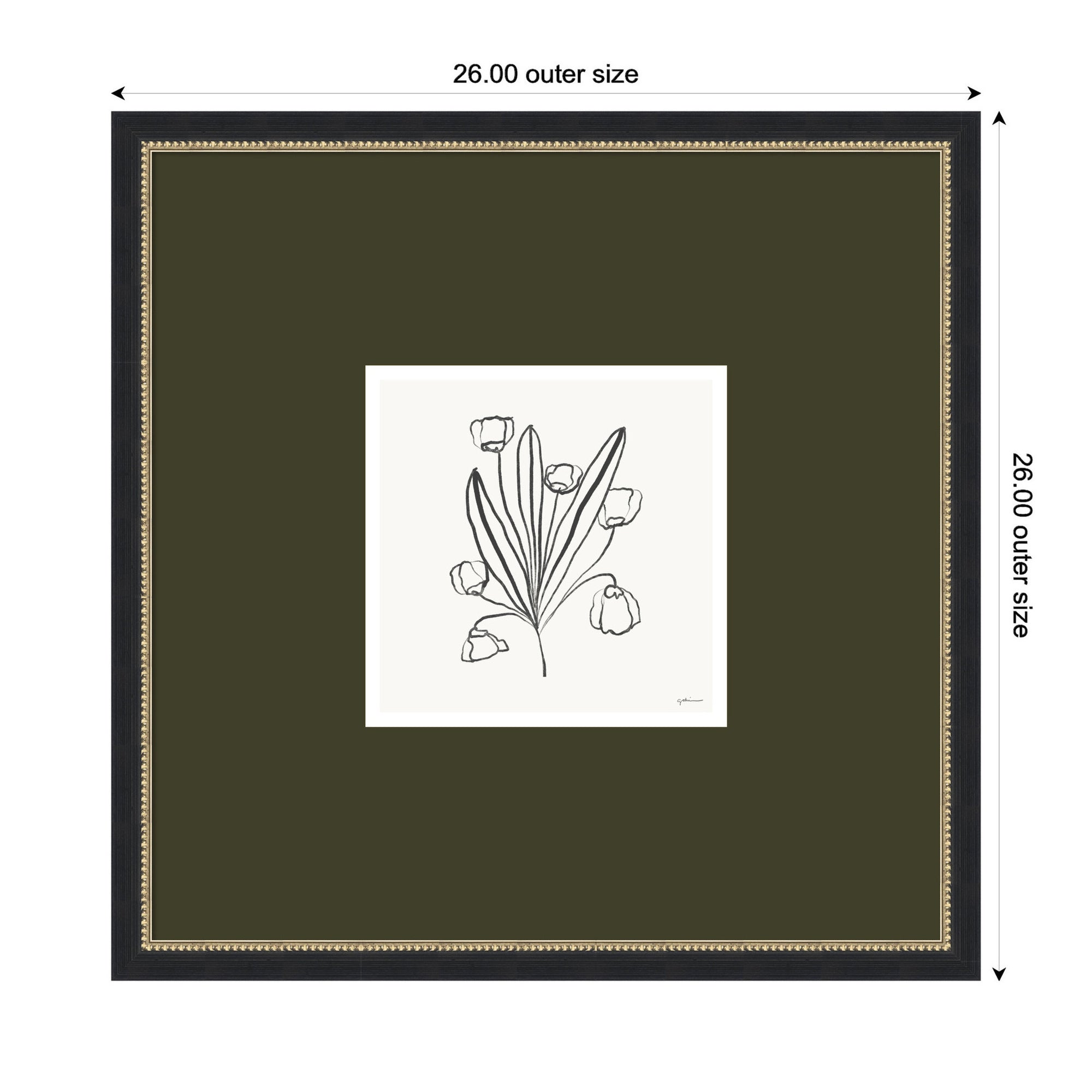 Framed Art 26x26 Green Matted to 11x11 Belmont Black 2
