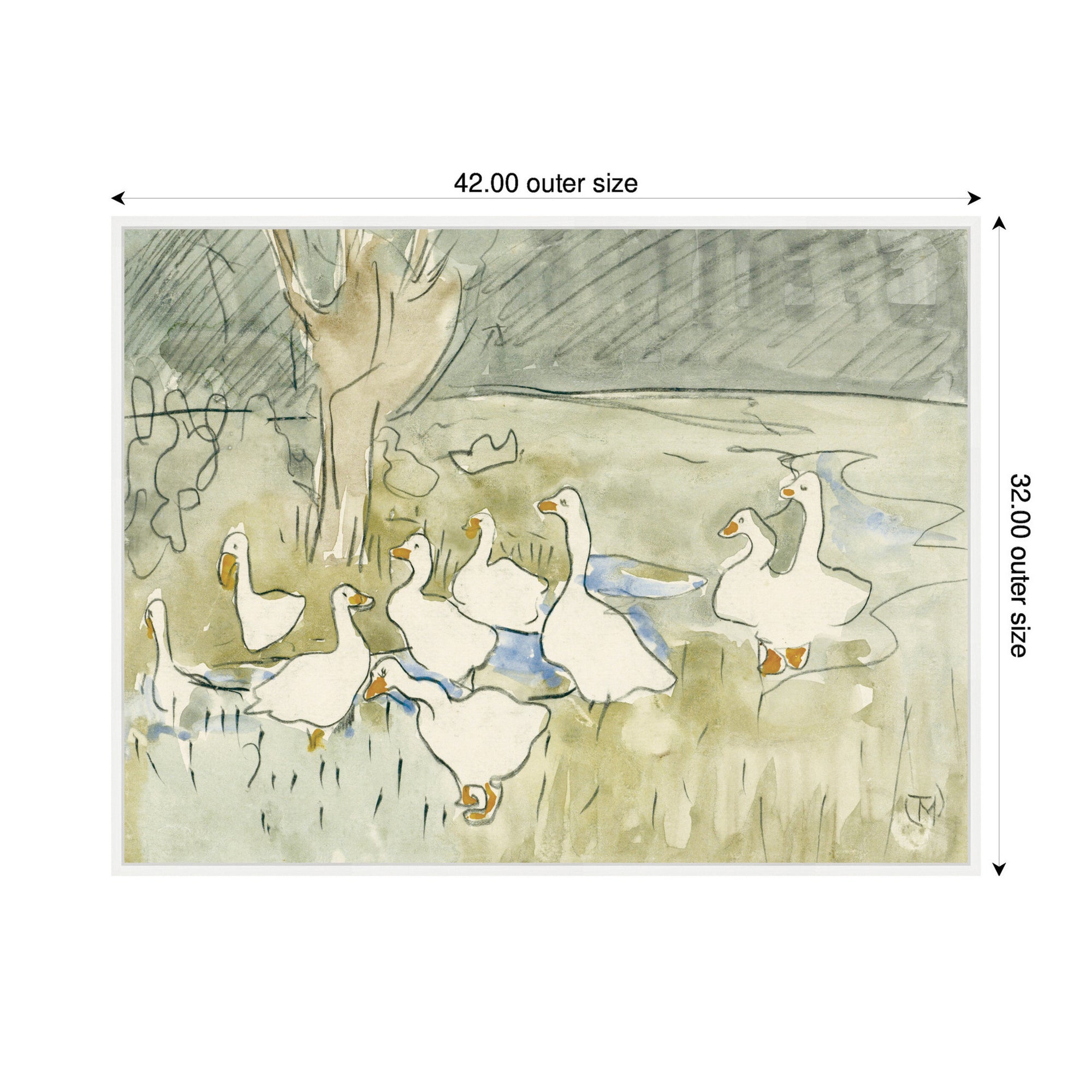 Ducks 1917 Theo van Hoytema by Nostalgia Prints Framed Canvas Wall Art Print