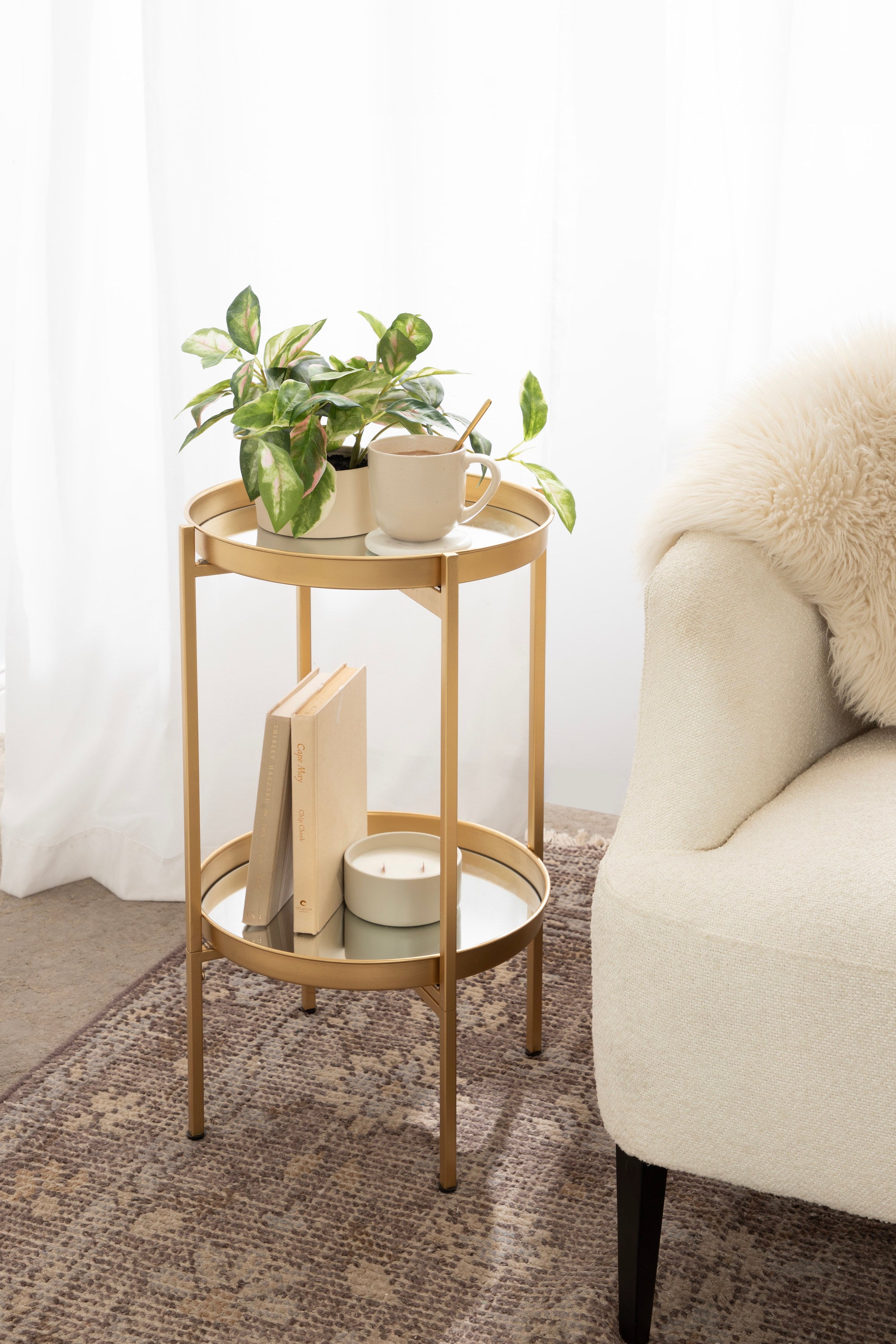 Side Table Gold 16x16x26 7
