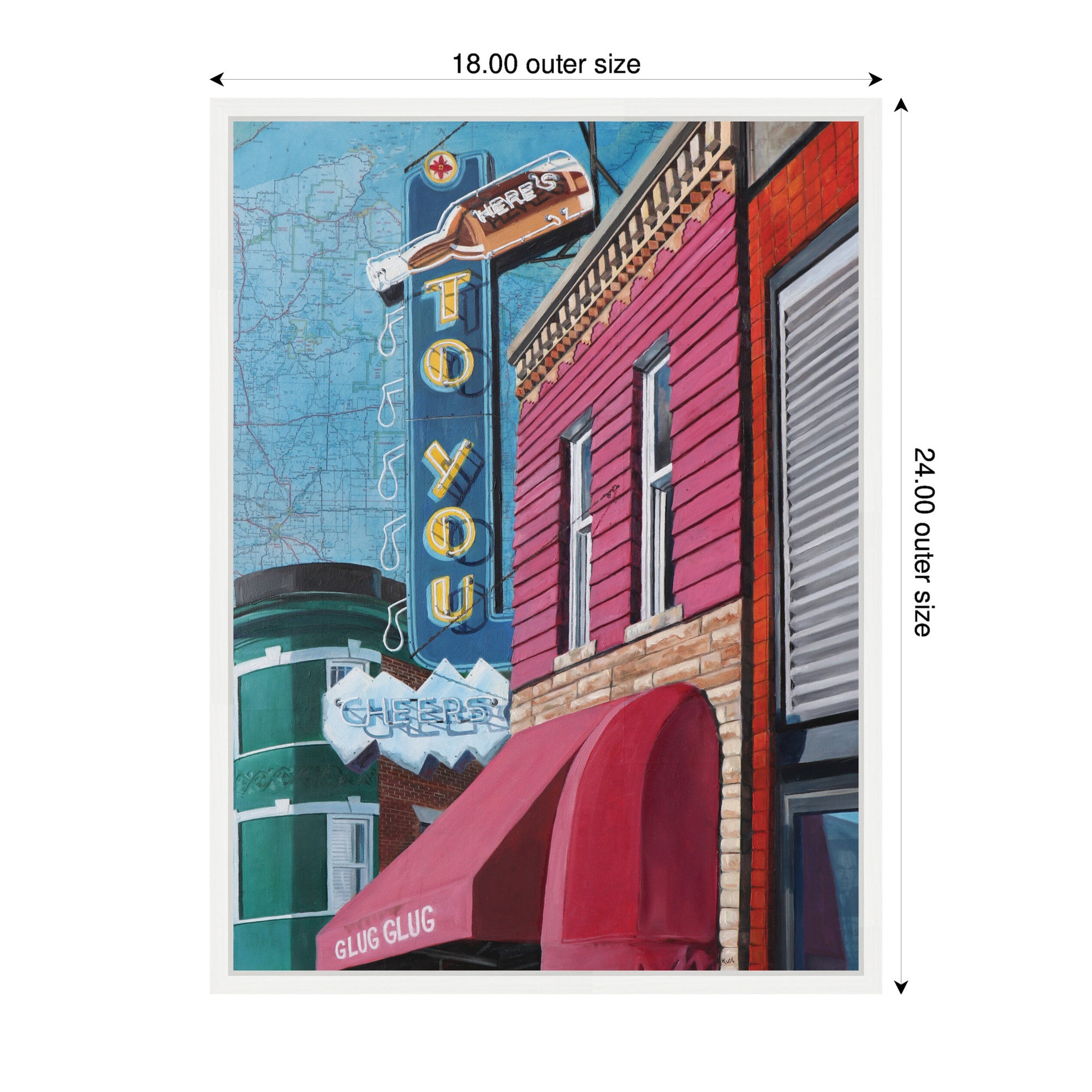 Heres to You by Krista V. Allenstein Framed Canvas Wall Art Print