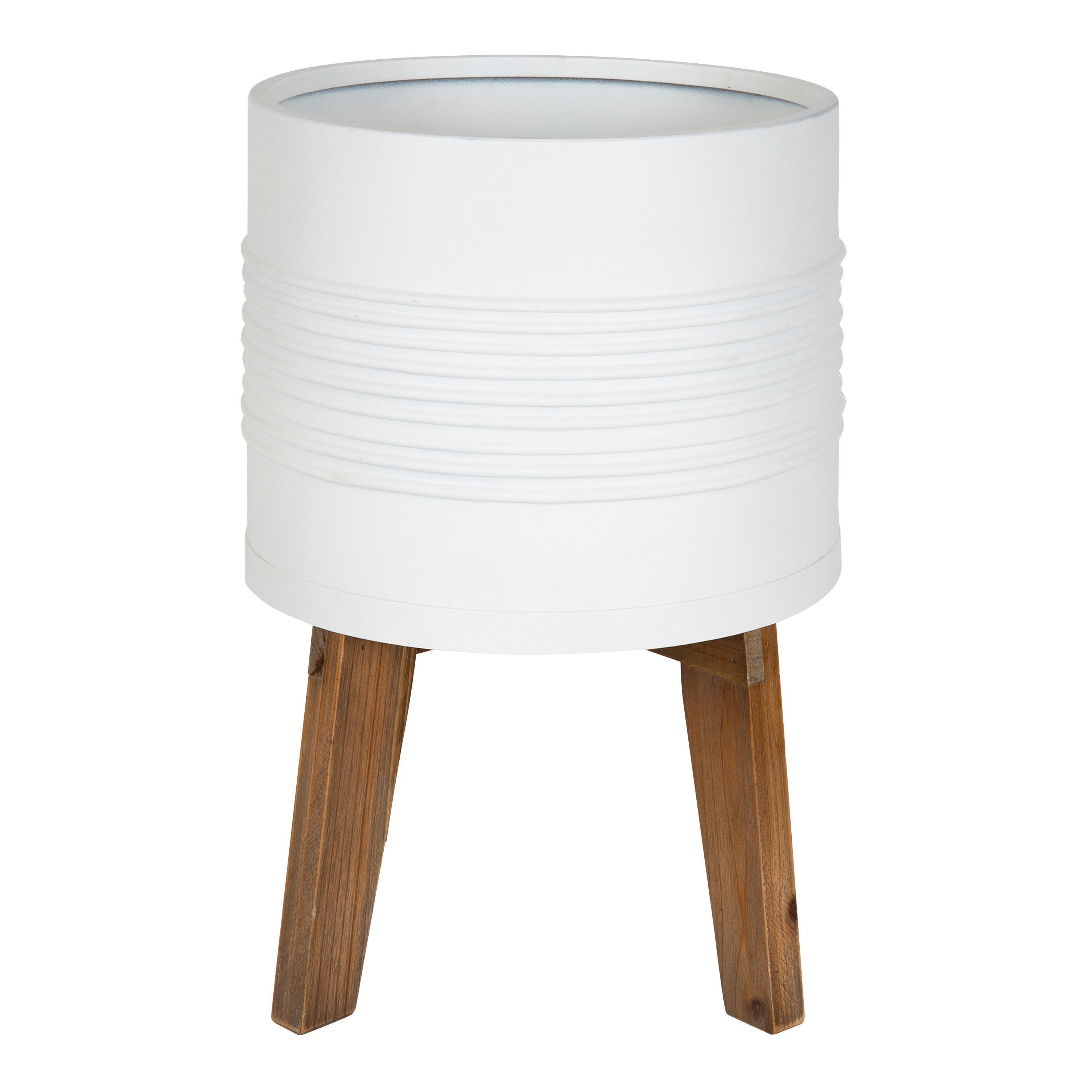 Freestanding Planter White Natural 11" Diameter 2