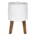 Freestanding Planter White Natural 11" Diameter 2