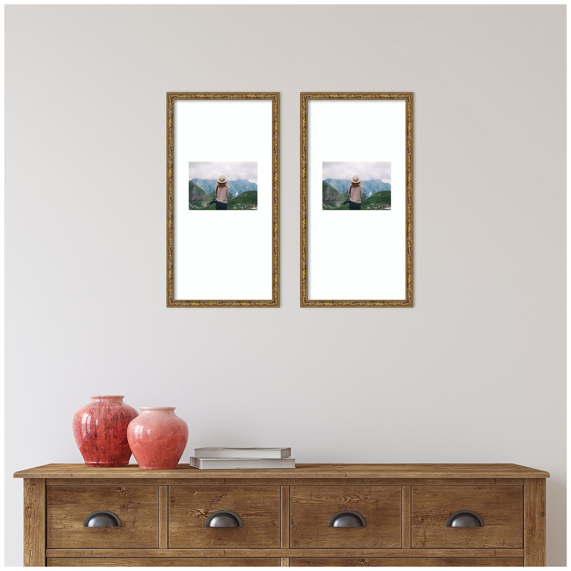 Wall Frame Belvedere Bronze 11x20 matted to 5x7 5