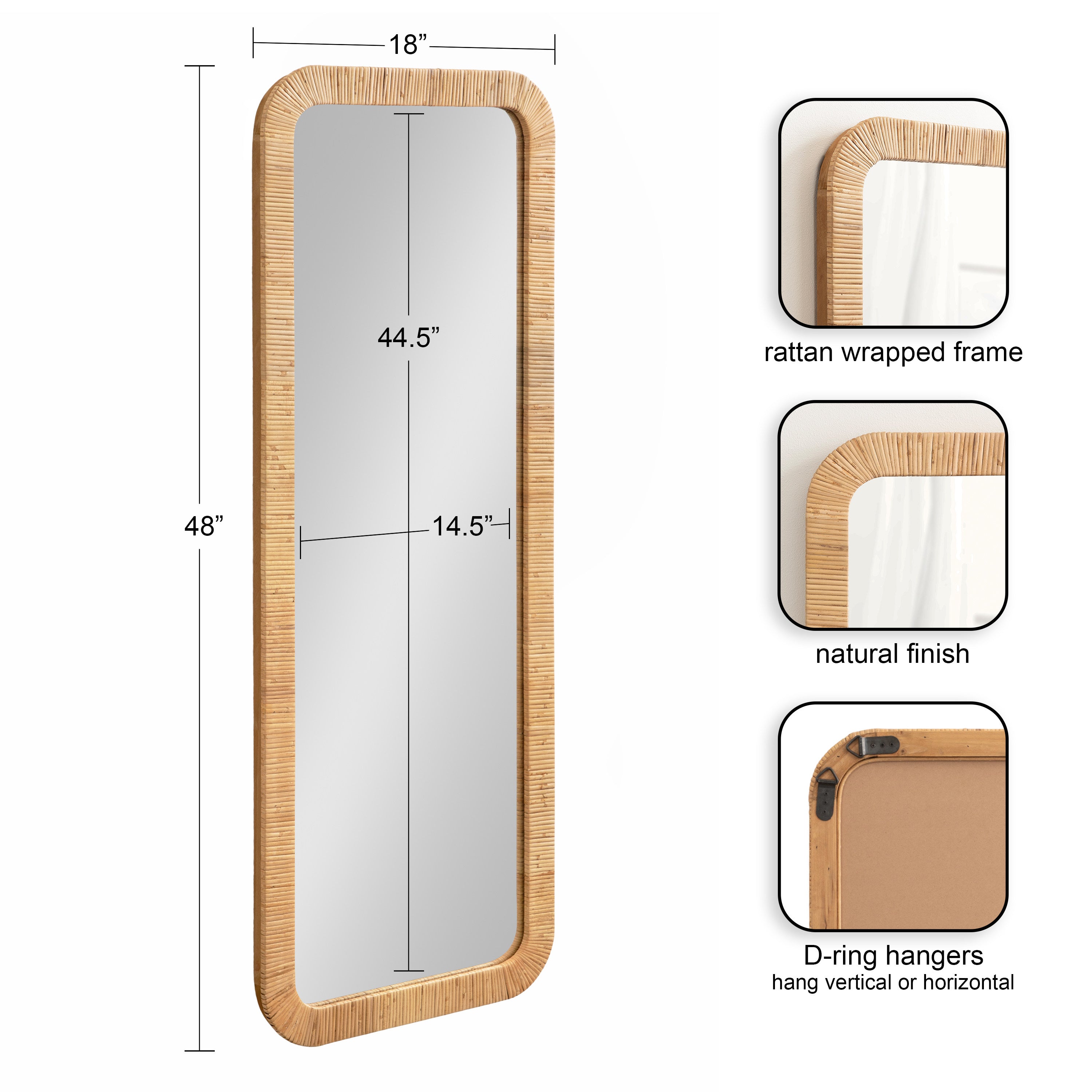 Full Length Mirror 18x48 Natural 2