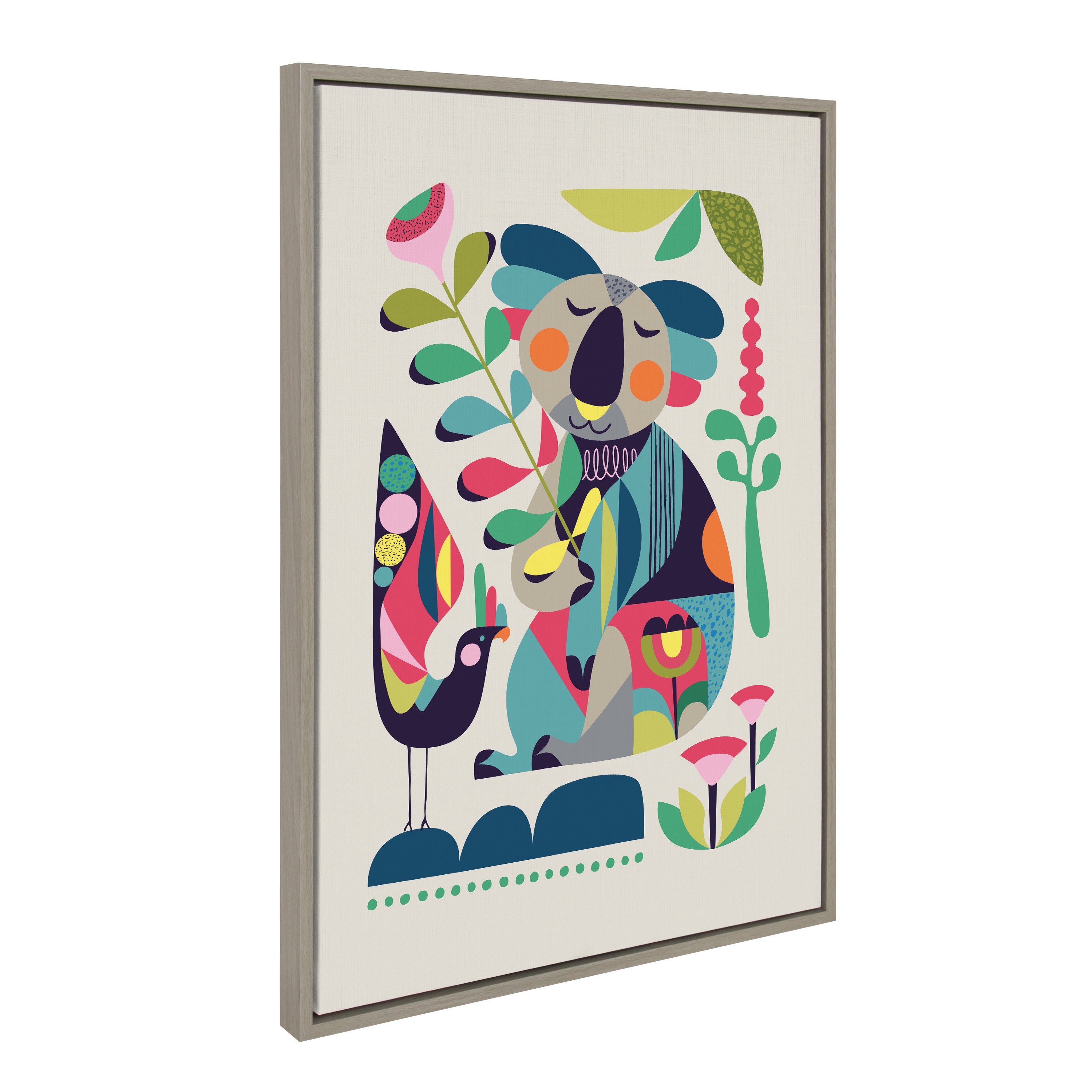 Sylvie Mid Century Modern Koala Framed Canvas by Rachel Lee of My Dream Wall