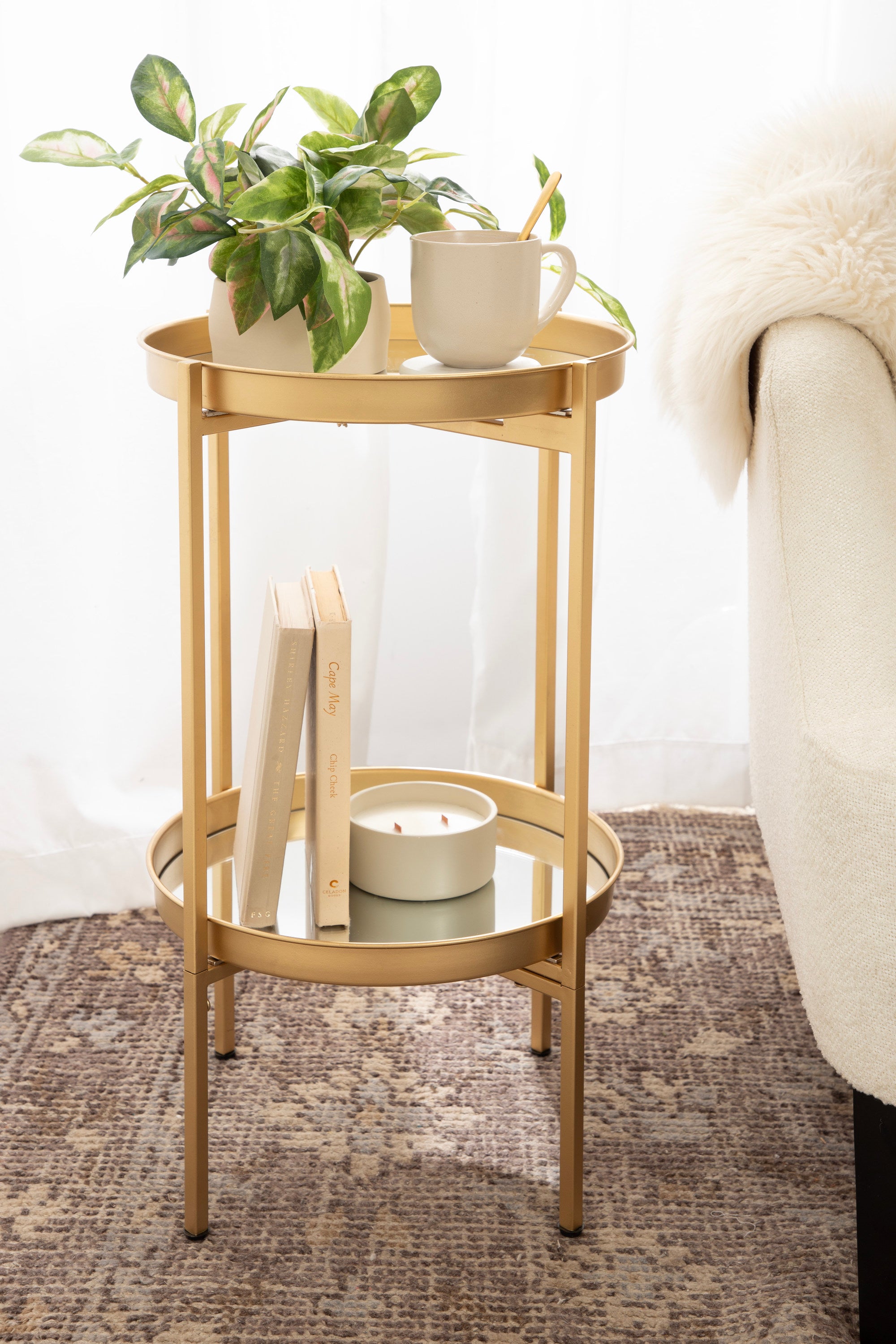 Side Table Gold 16x16x26 8
