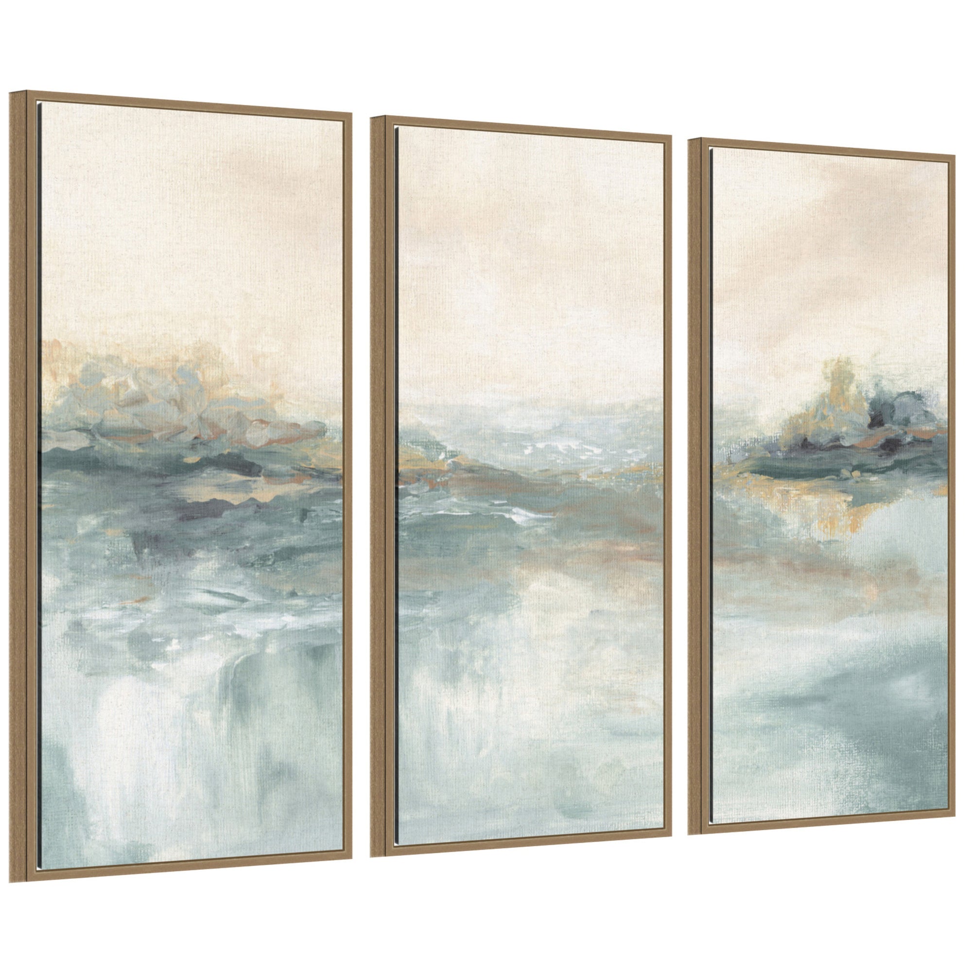 Framed Canvas Sylvie Dark Gold 3 Piece Set 18x40 1