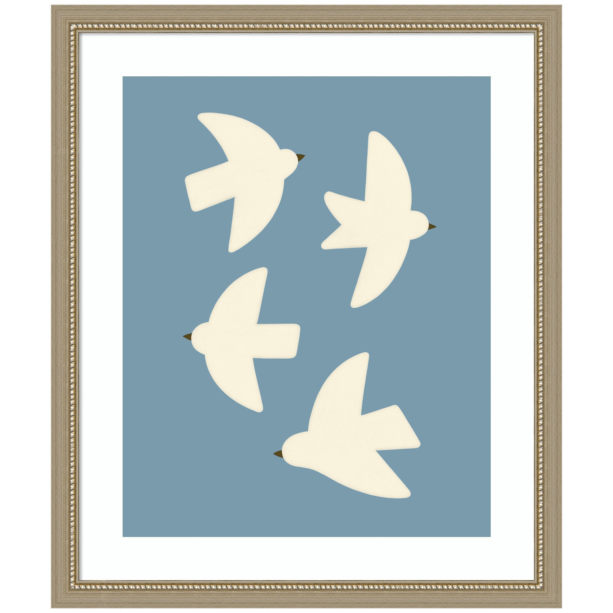 Minimalist Birds Poster Blue by Laura Moss Framed Wall Art Print