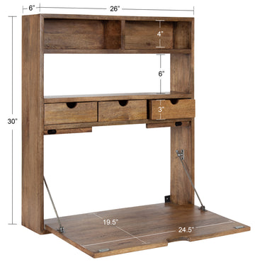 Wall Mounted Desk 26x6x30 Natural 2