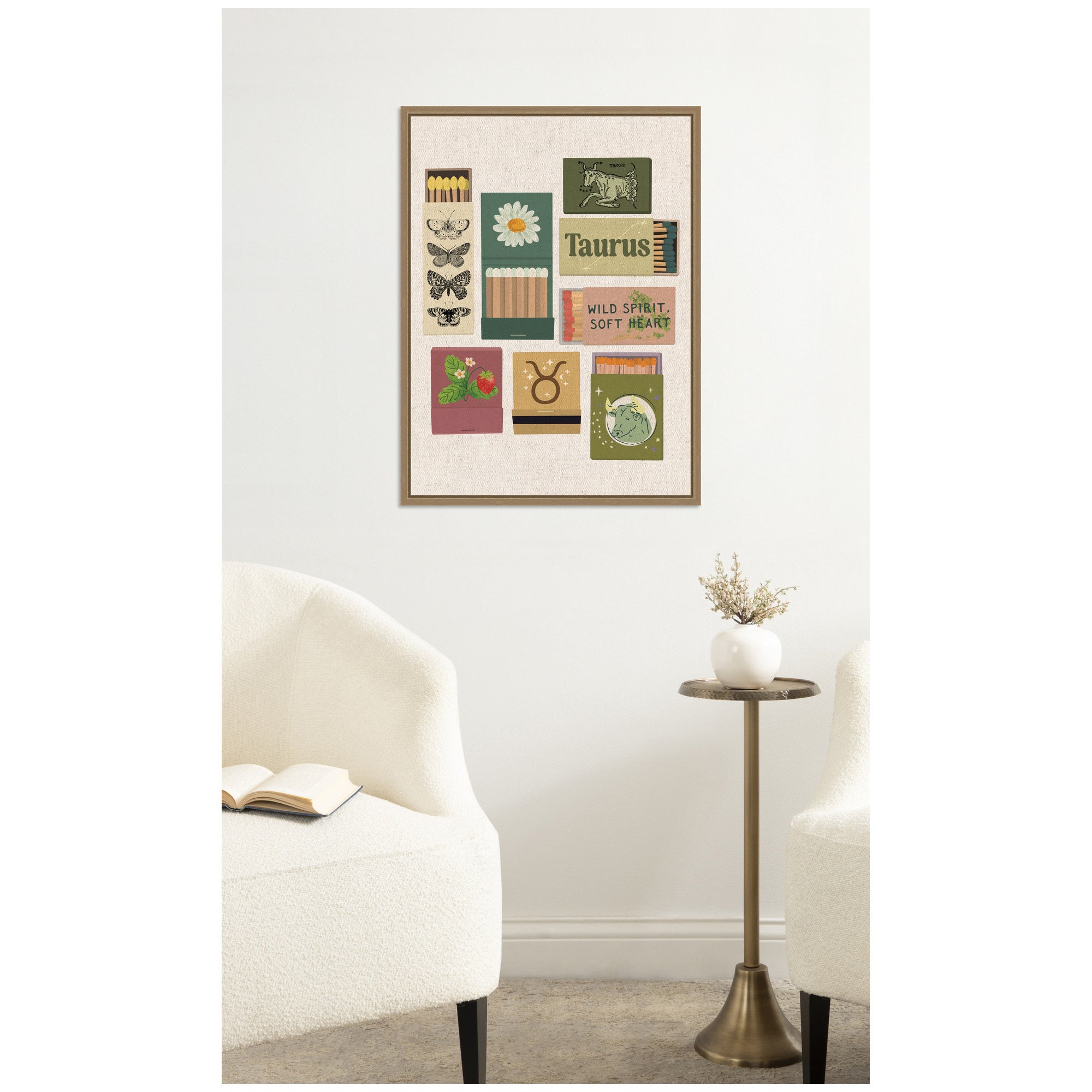 Taurus Matchbooks Linen FC by Megan Ryan Framed Canvas Wall Art Print
