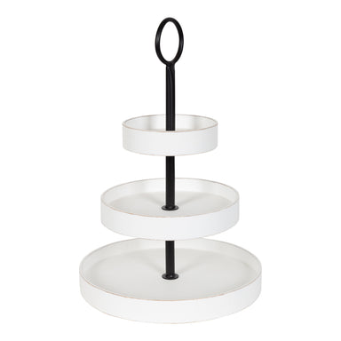Tiered Tray Distressed White 16" Diameter 1