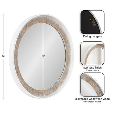 Round Mirror Rustic Brown White 26x26 2