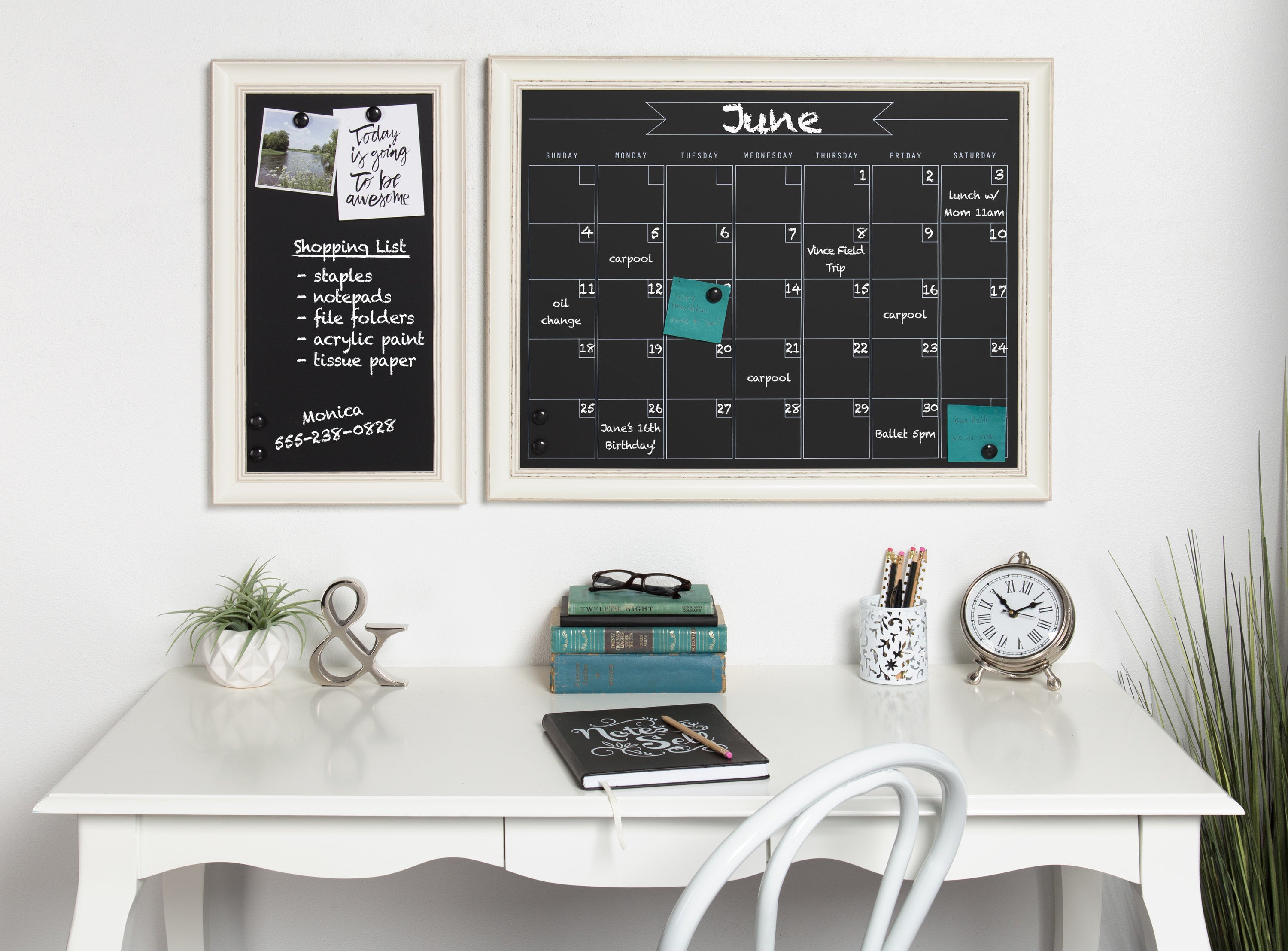 Macon Framed Magnetic Chalkboard Monthly Calendar