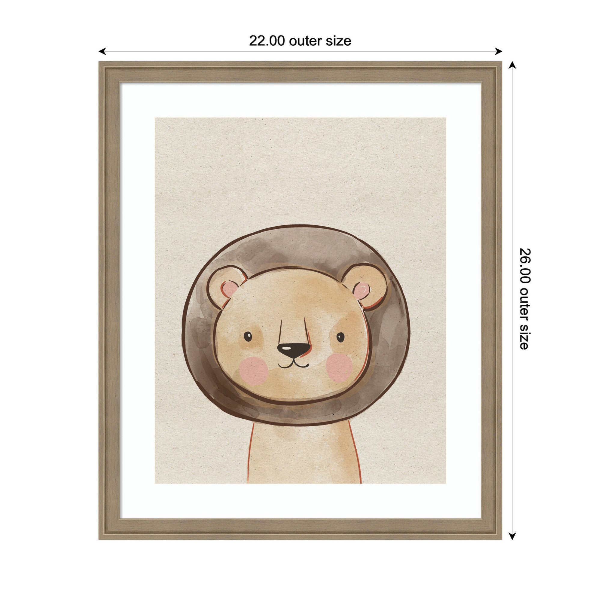 Baby Animal Lion Natural by The Creative Bunch Studio Framed Wall Art Print