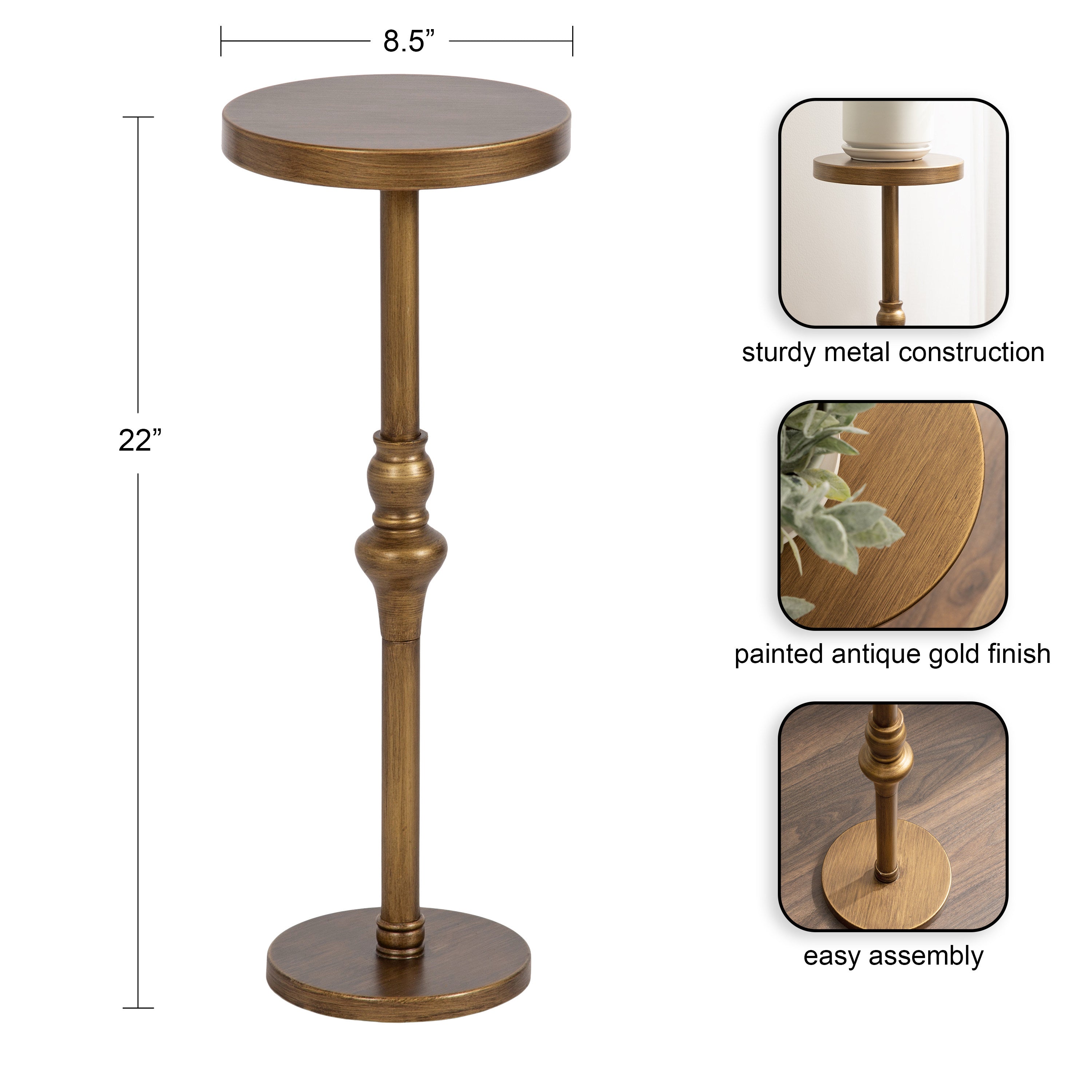 Drink Table Gold 9x9x22 2