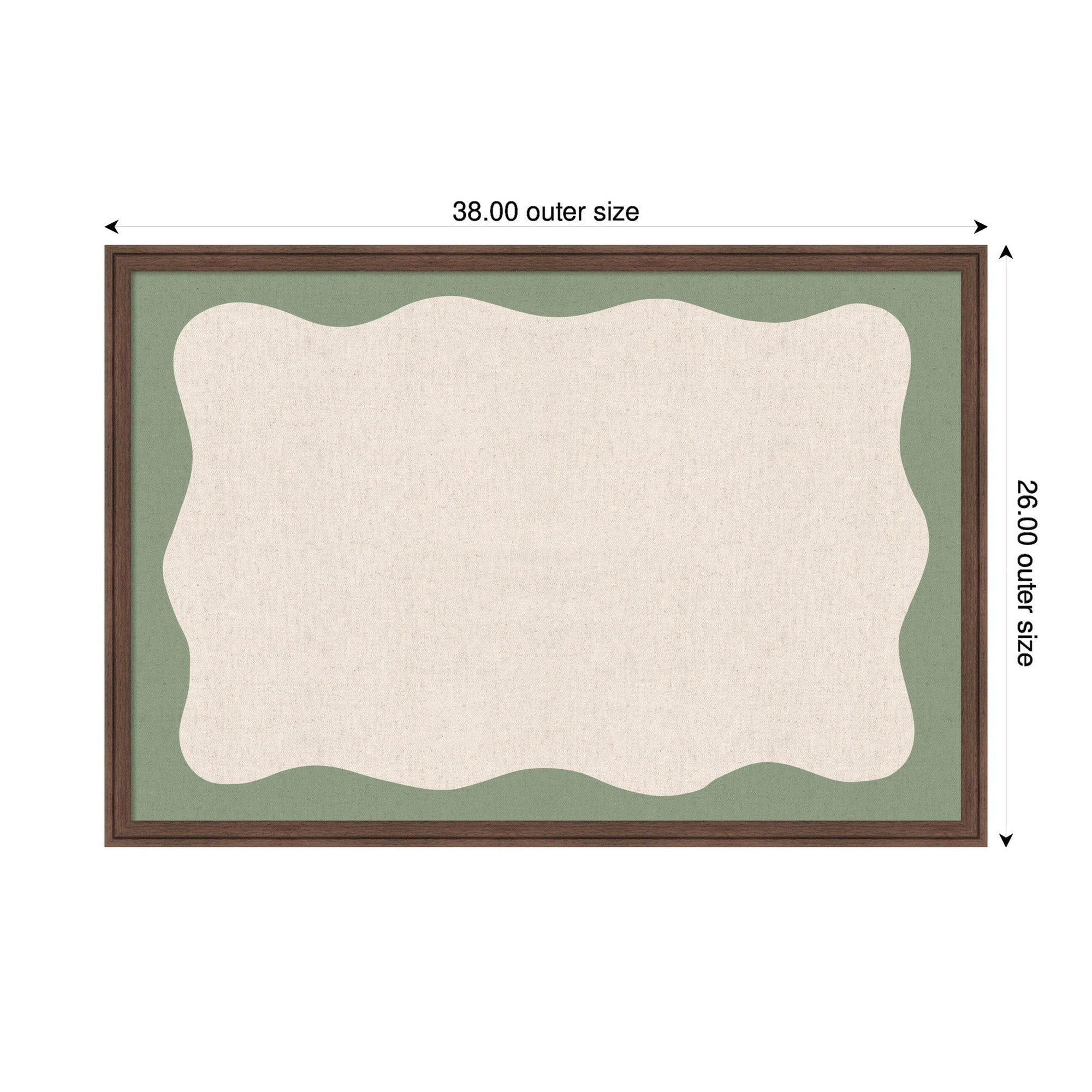 Framed Fabric Pinboard Wavy Neutral Linen and Green Wall Organization