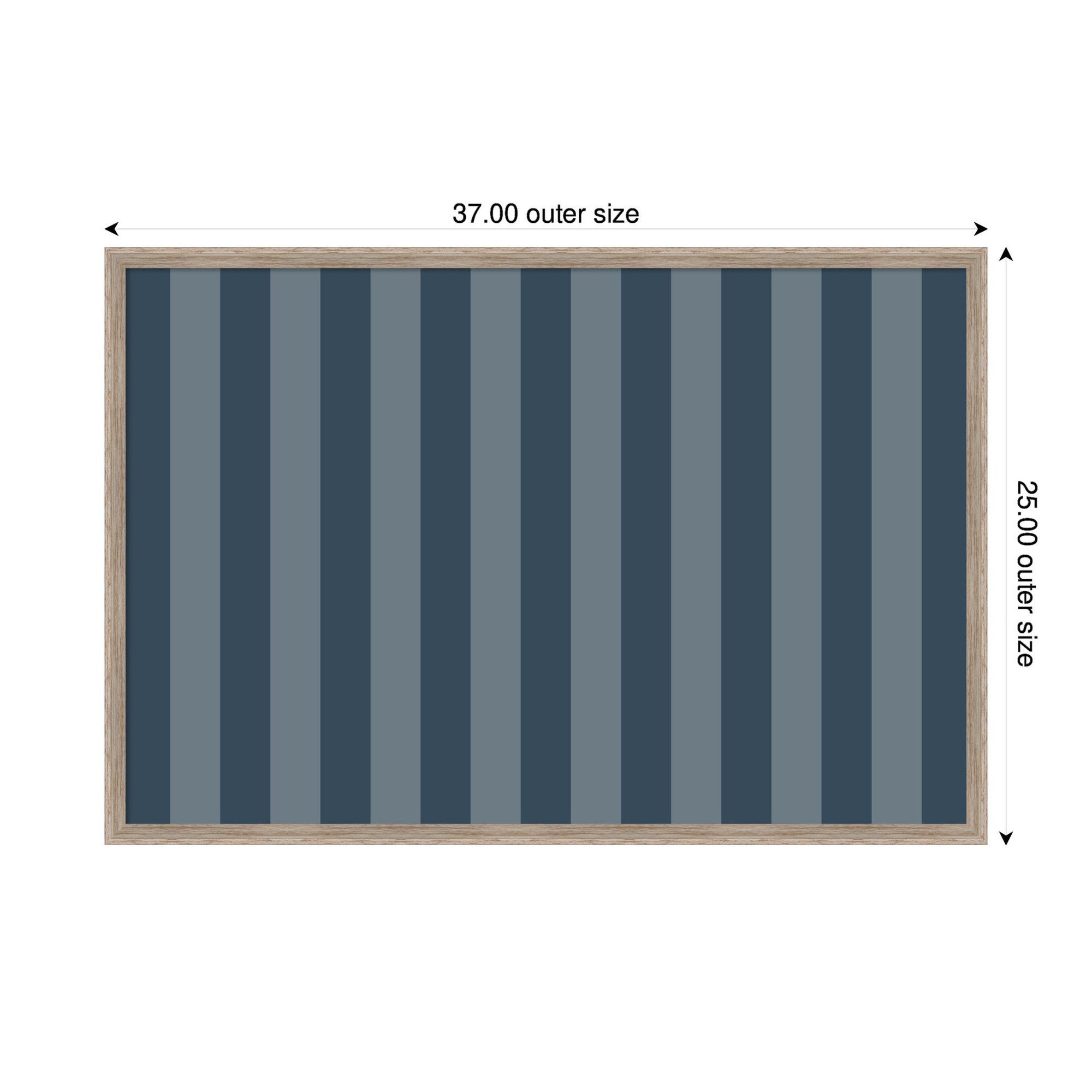 Framed Fabric Pinboard Wide Stripes Blue Wall Organization