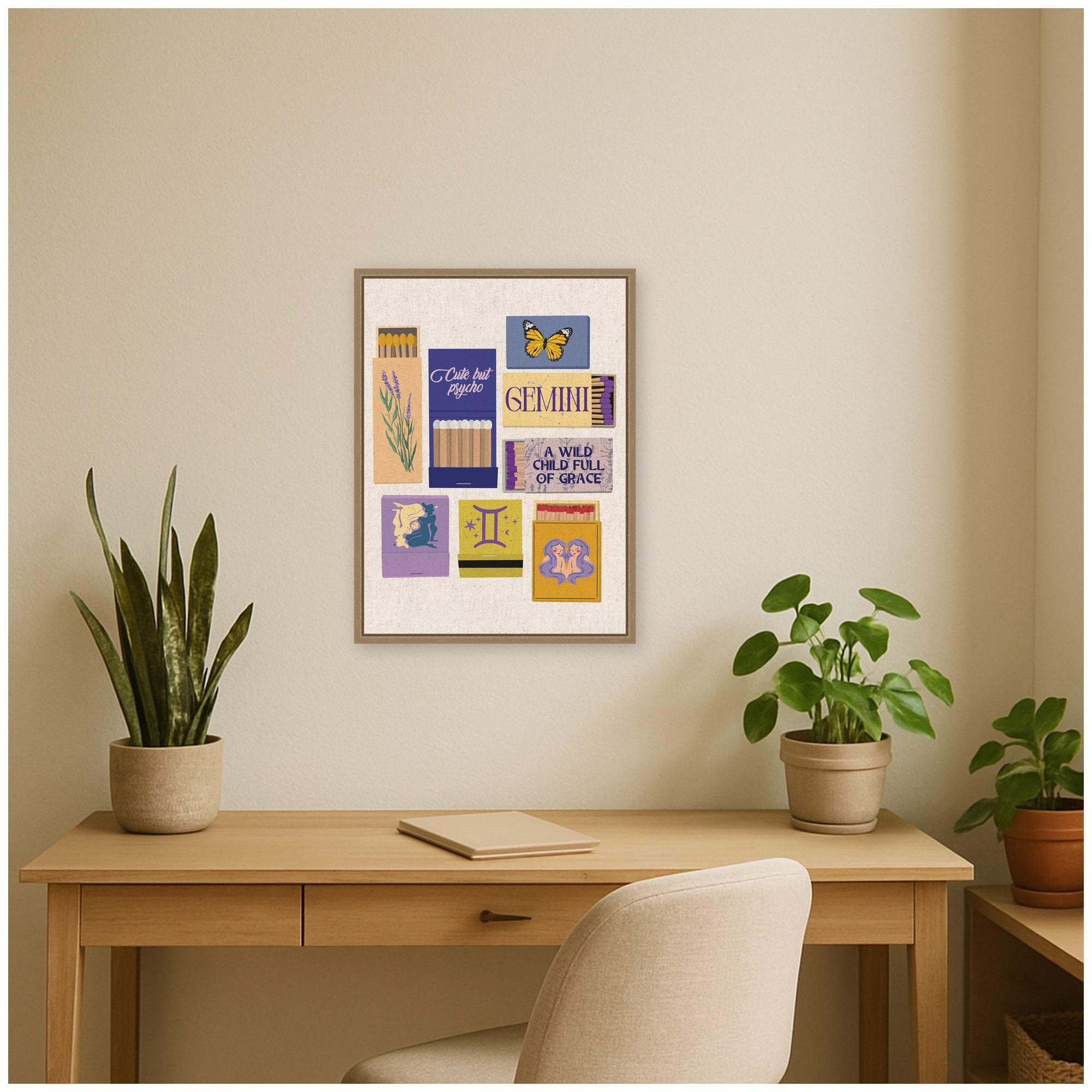 Gemini Matchbooks Linen FC by Megan Ryan Framed Canvas Wall Art Print