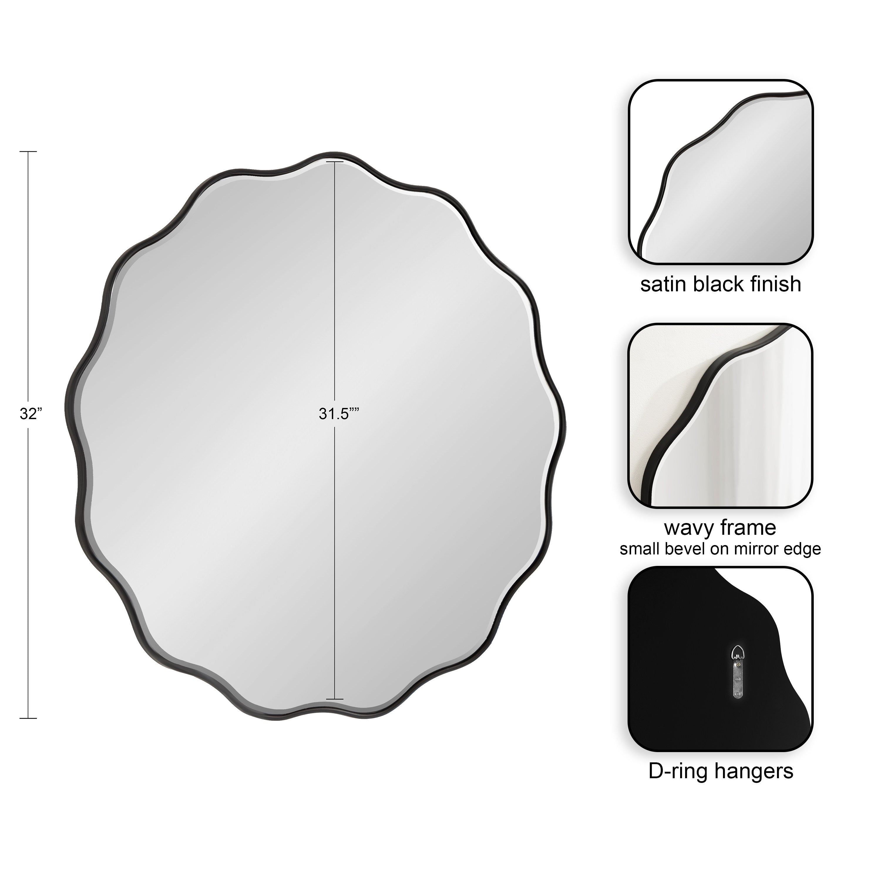 Viona Round Scalloped Mirror