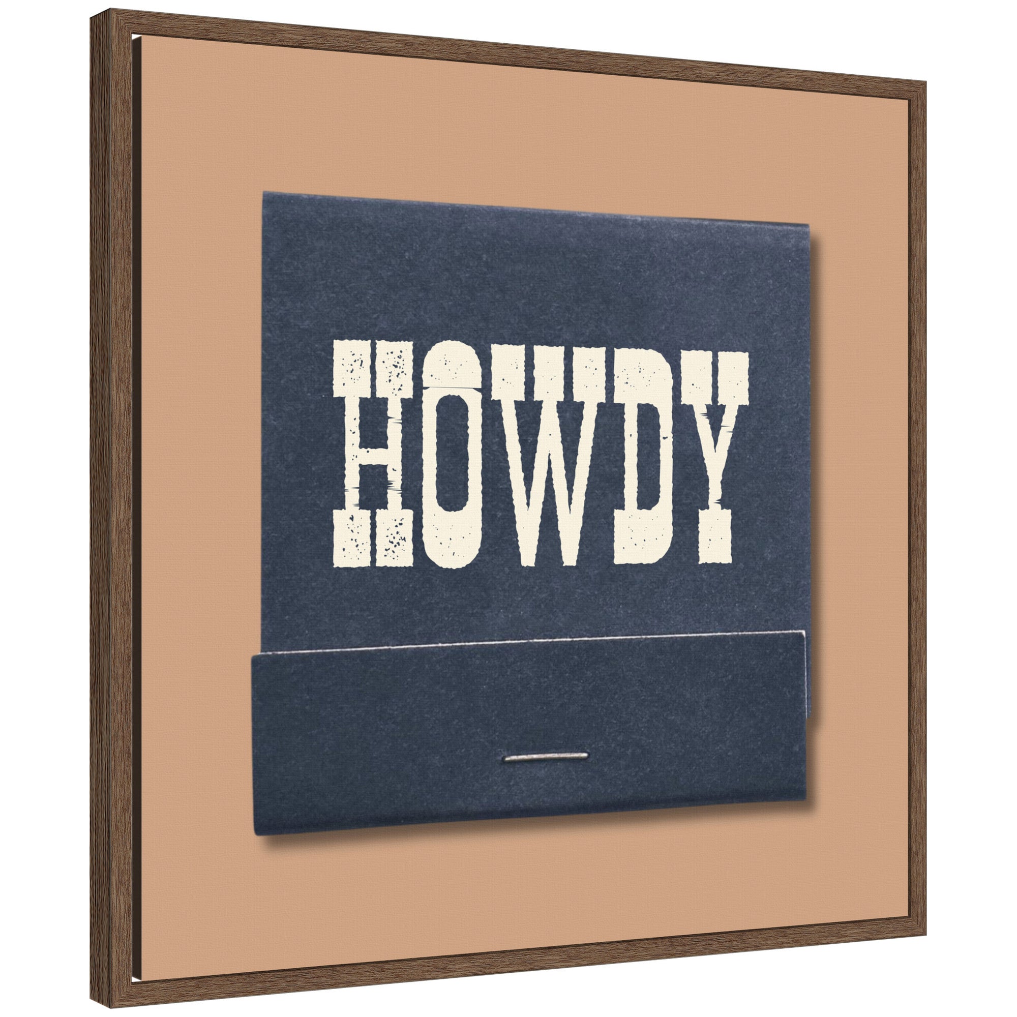 Howdy Matchbook Blue Square by Megan Ryan Framed Canvas Wall Art Print