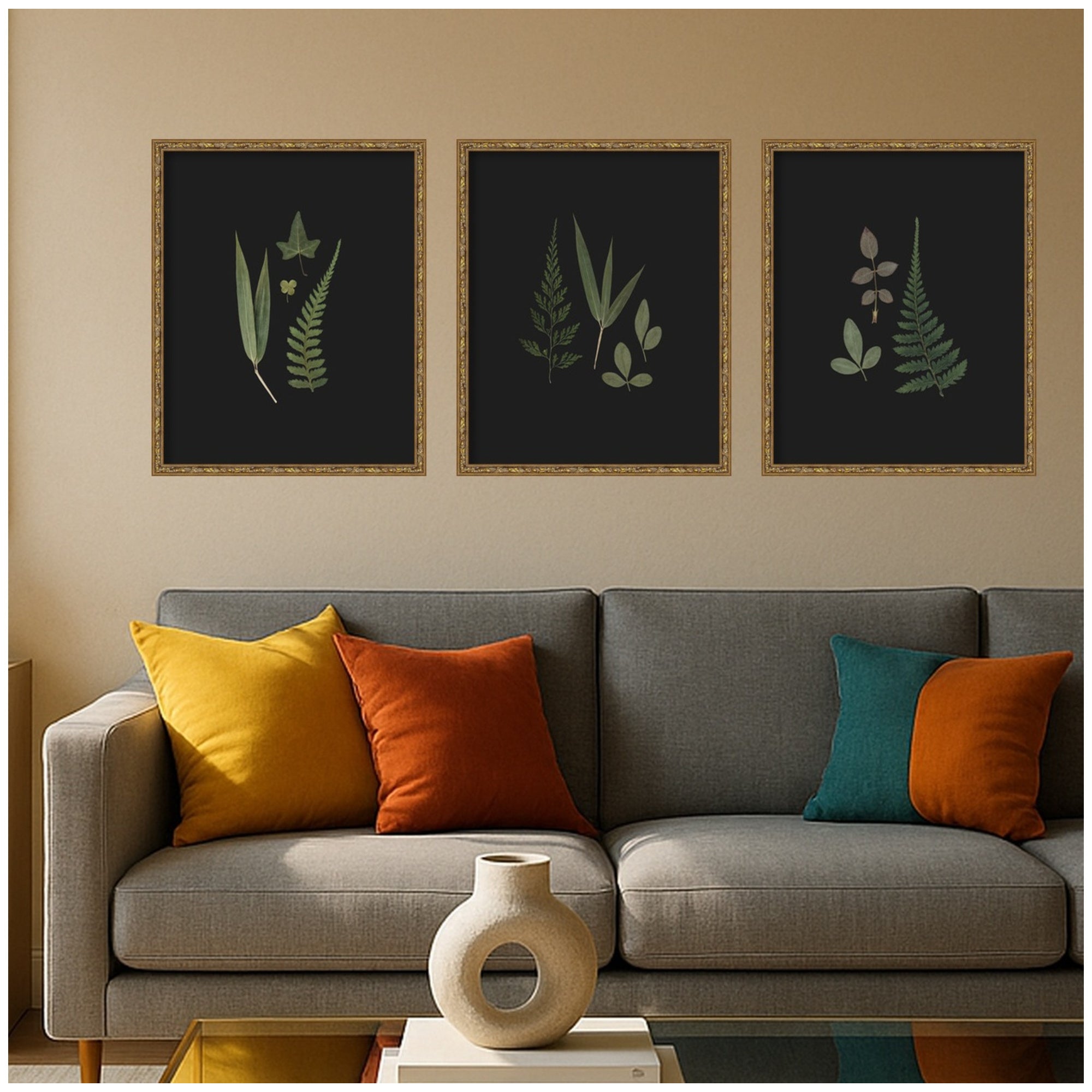Framed Art Set 3 Piece Set 17x21 Belvedere Bronze 6