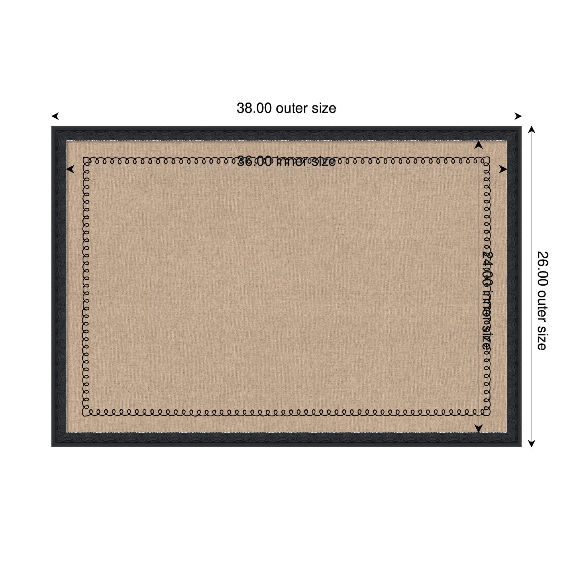 Pinboard Bethany Black 38x26 2