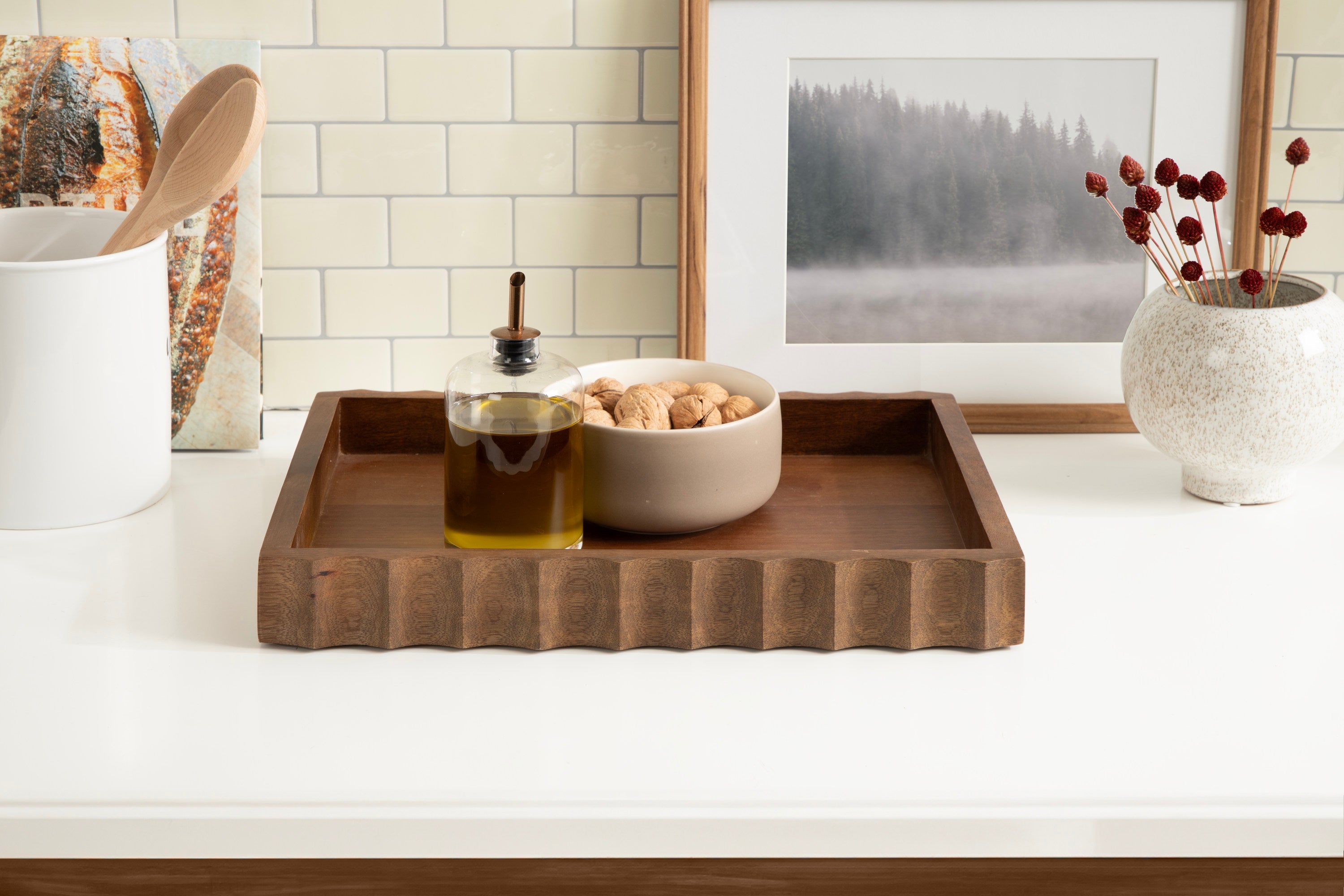 Serving Tray Walnut Brown 16x12 8