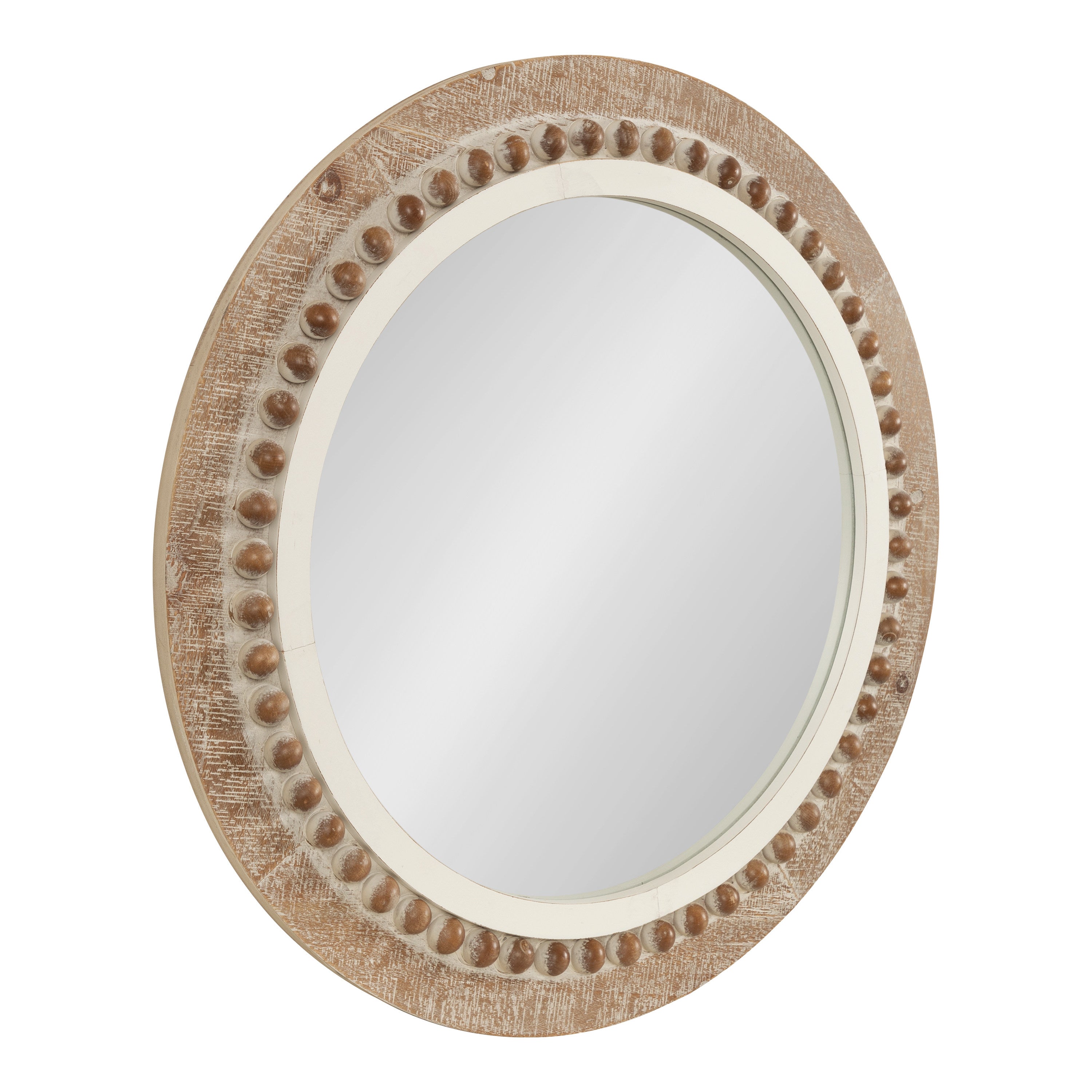 Round Mirror Rustic Brown White 28" Diameter 1