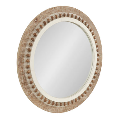 Round Mirror Rustic Brown White 28" Diameter 1