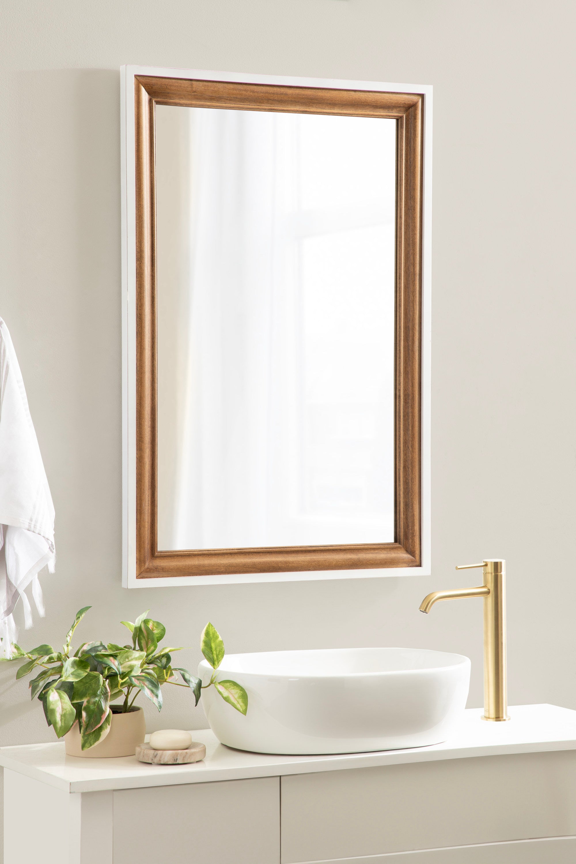 Rectangle Mirror Rustic Brown White 24x36 6