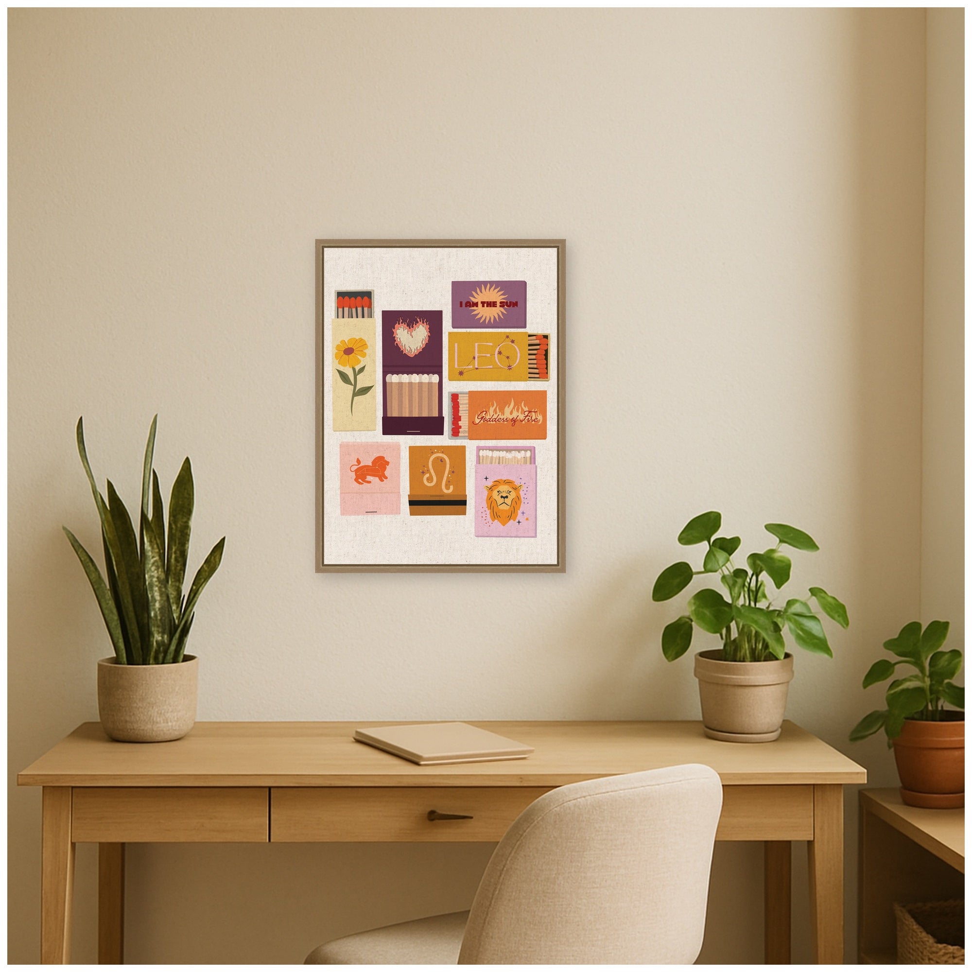 Leo Matchbooks Linen FC by Megan Ryan Framed Canvas Wall Art Print
