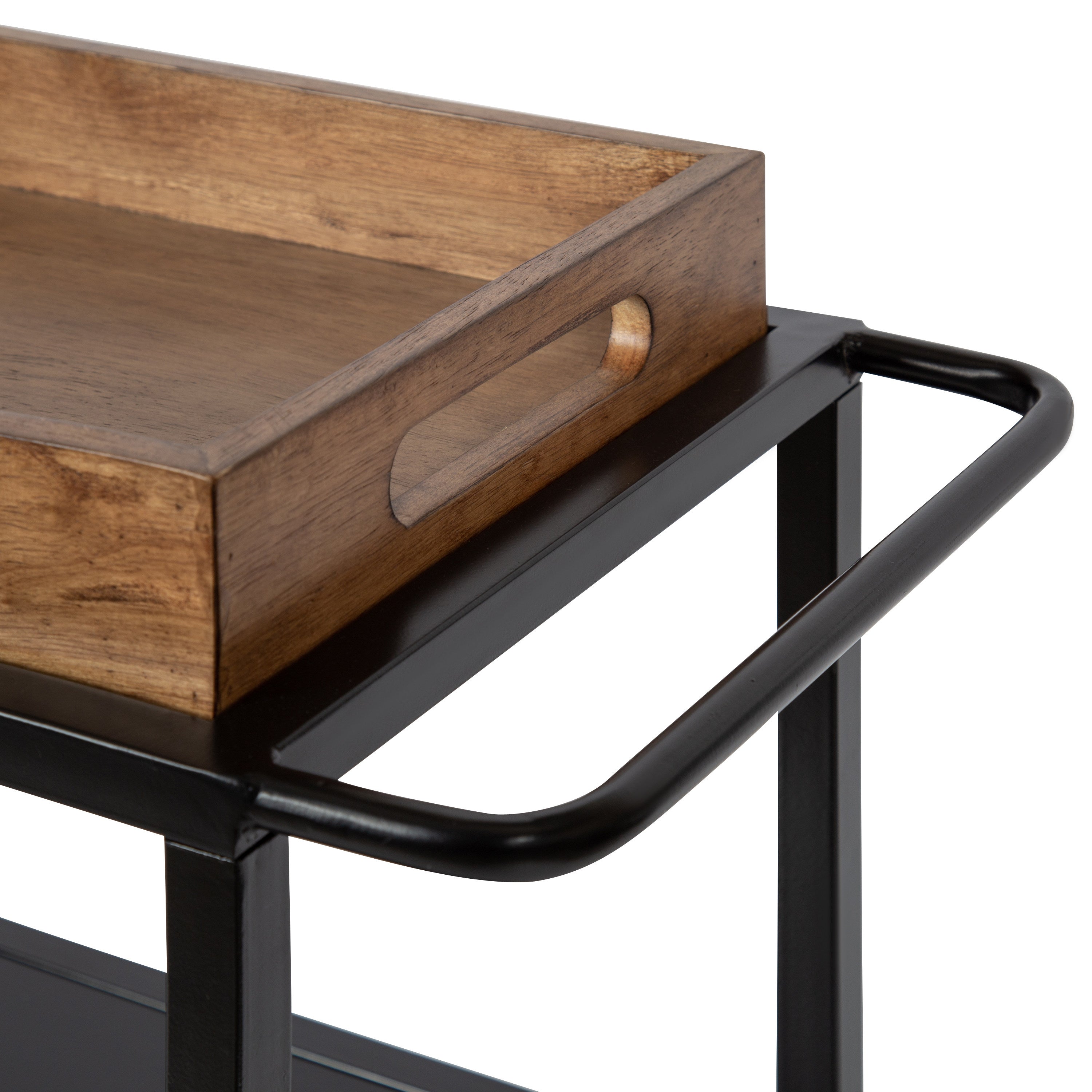 Bar Cart Rustic Brown Black 28x13x30 5