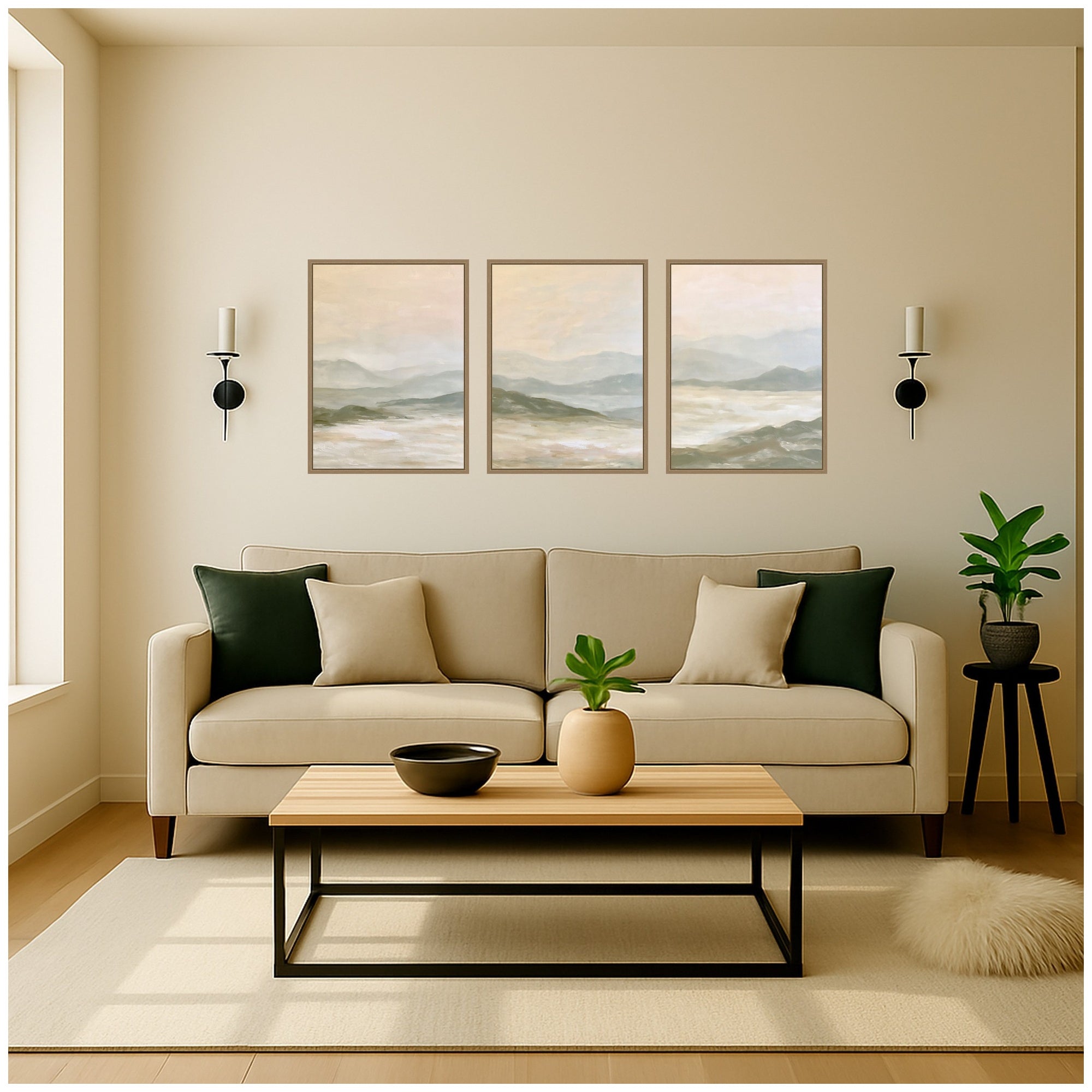 Framed Canvas Sylvie Dark Gold 3 Piece Set 18x24 5