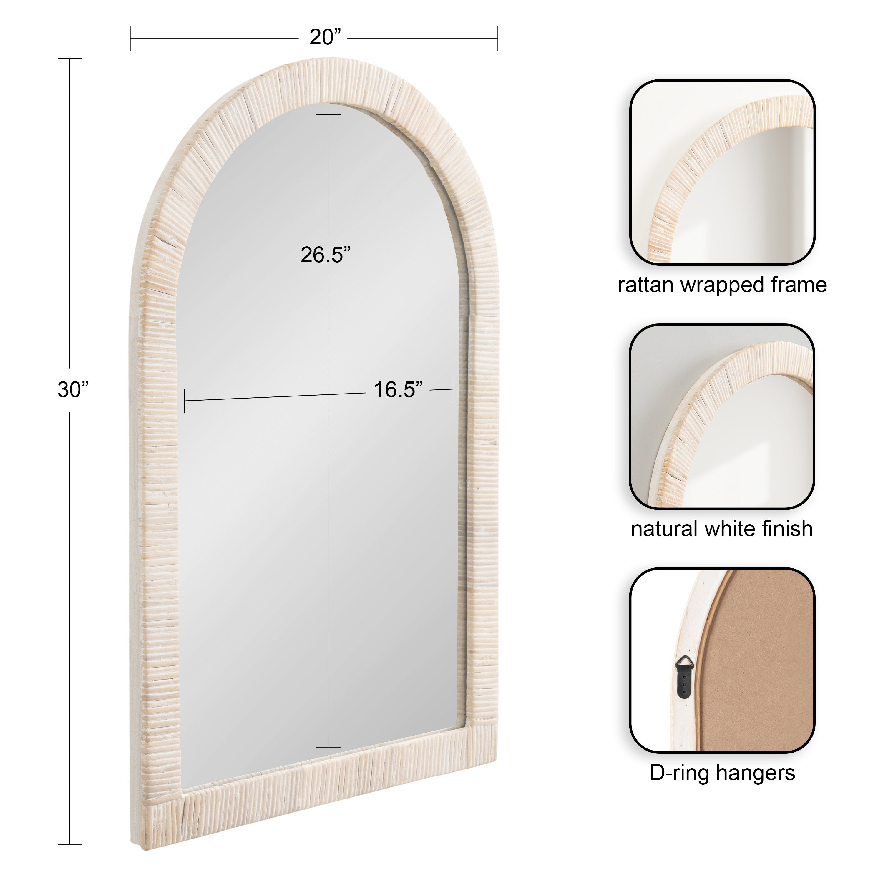Arch Mirror 20x30 White 2