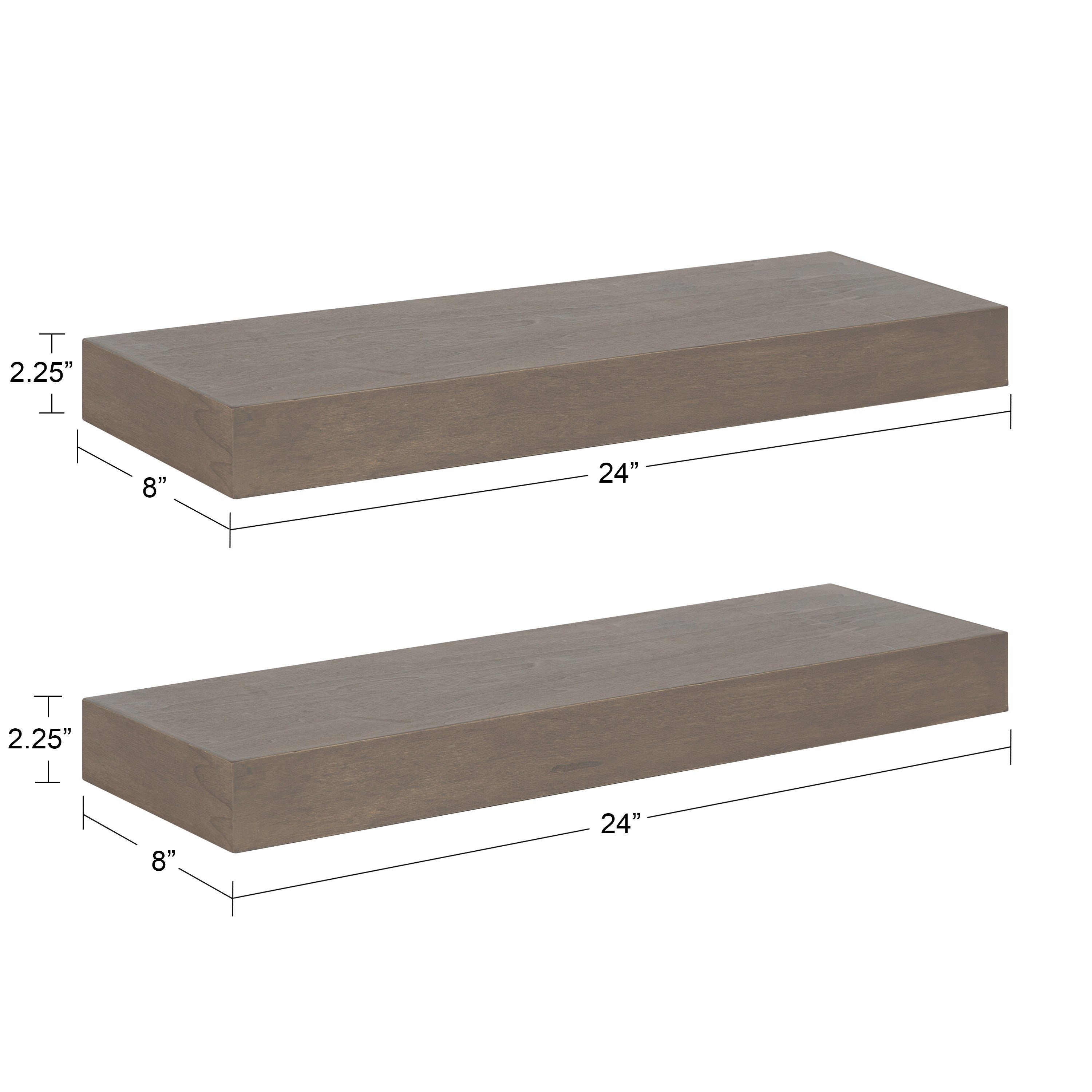 Floating Shelf 2 Piece 24 Inch Gray 2