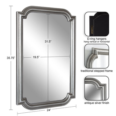 Scallop Mirror Silver 24x36 2