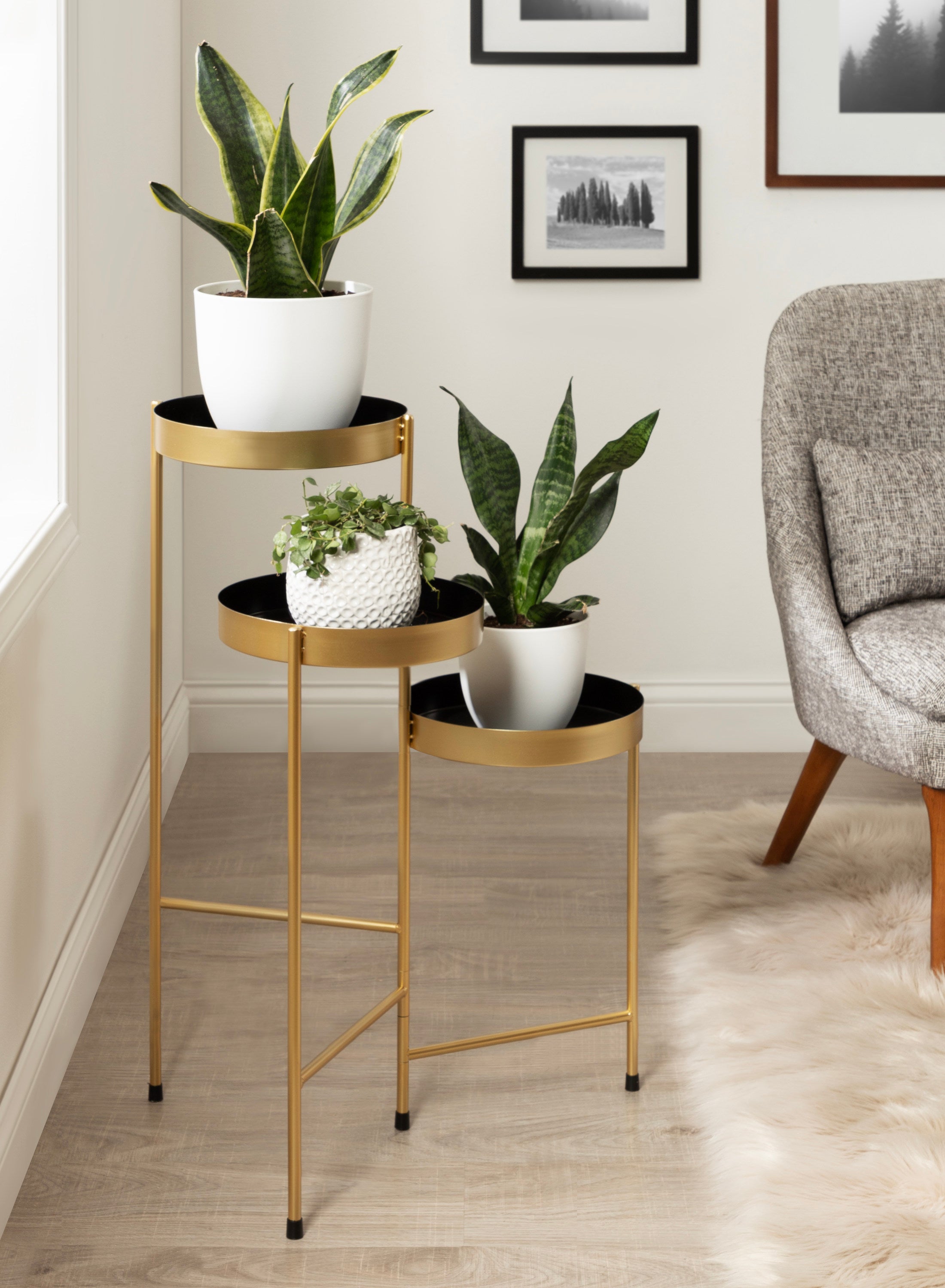Plant Stand Black Gold 16x21x30 5